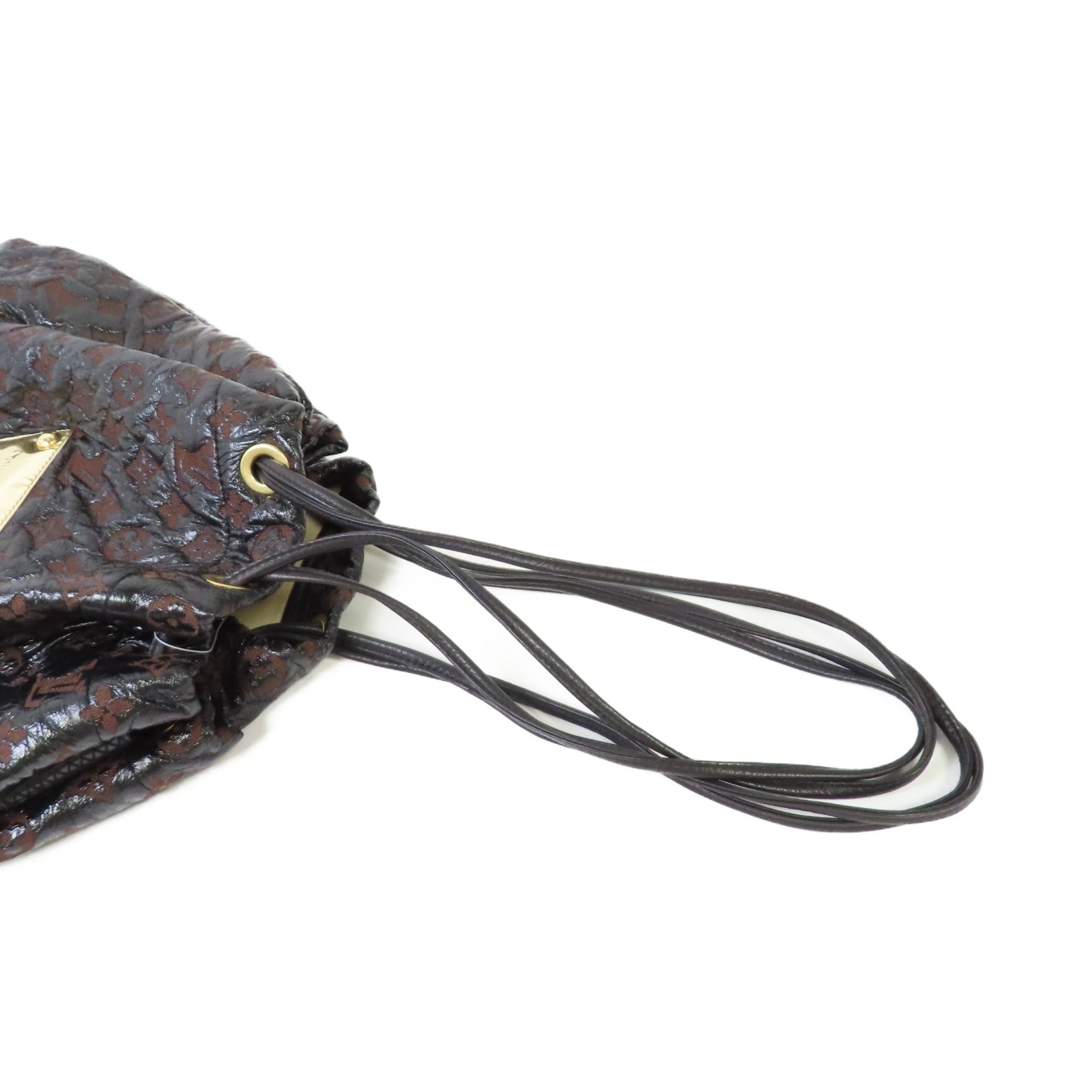 LOUIS VUITTON Monogram Envinil Squishy Inventeur Shoulder Bag Clutch金扣肩背袋啡色/黑色