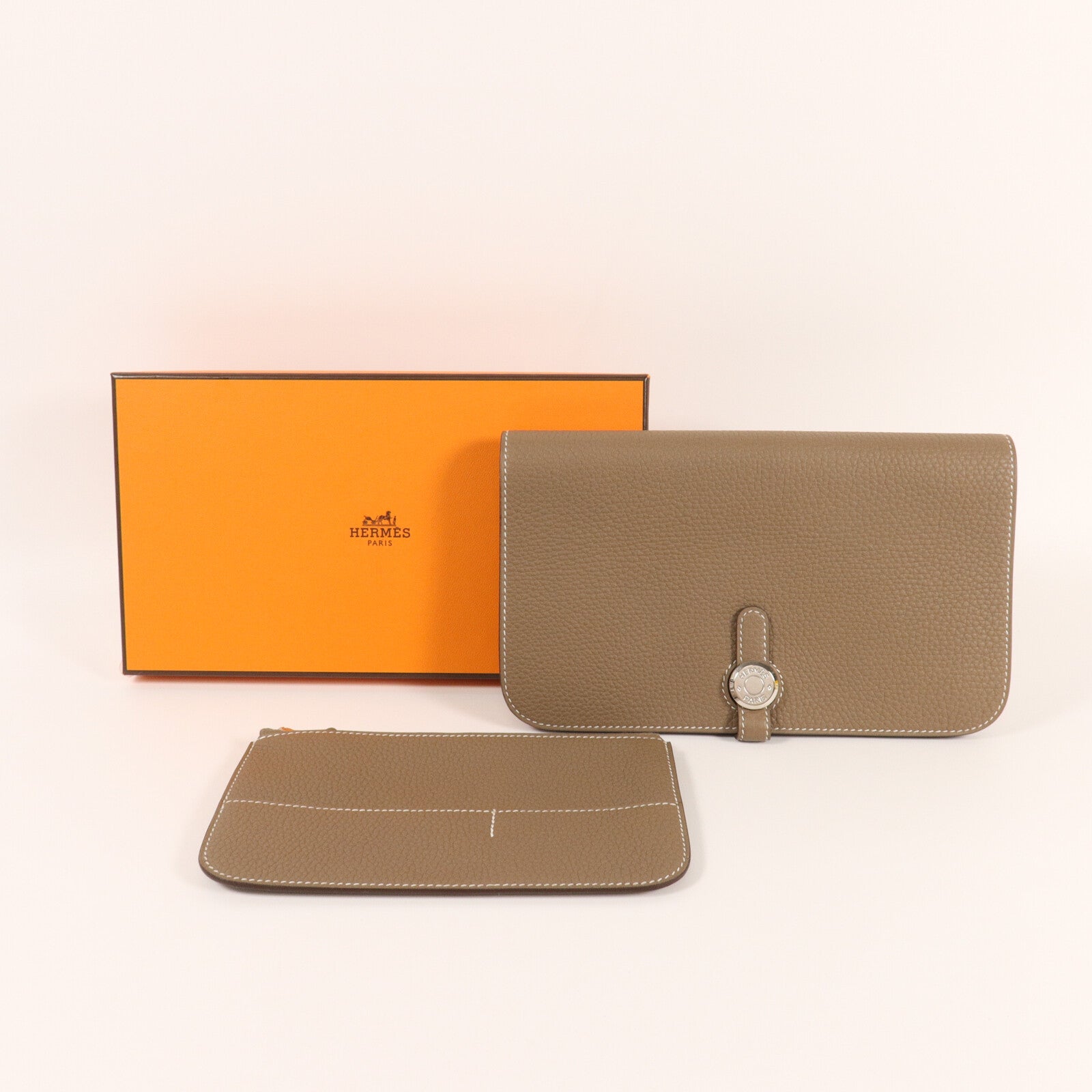 HERMES Togo皮革Dogon Duo Wallet長錢包Etoupe