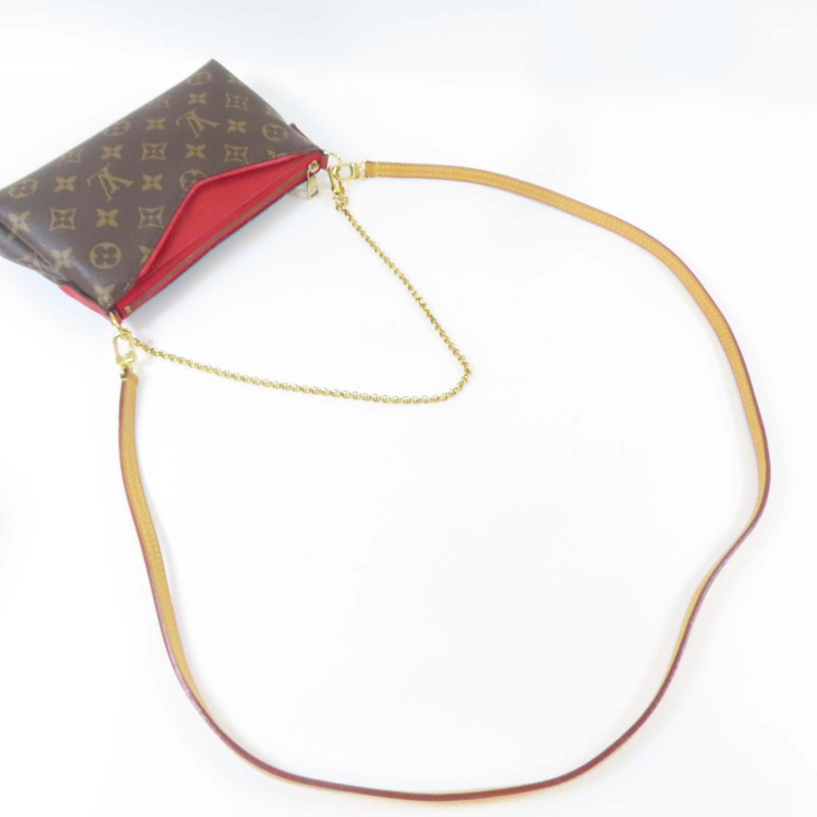 LOUIS VUITTON Monogram Pallas Clutch金扣手挽肩背兩用袋啡色