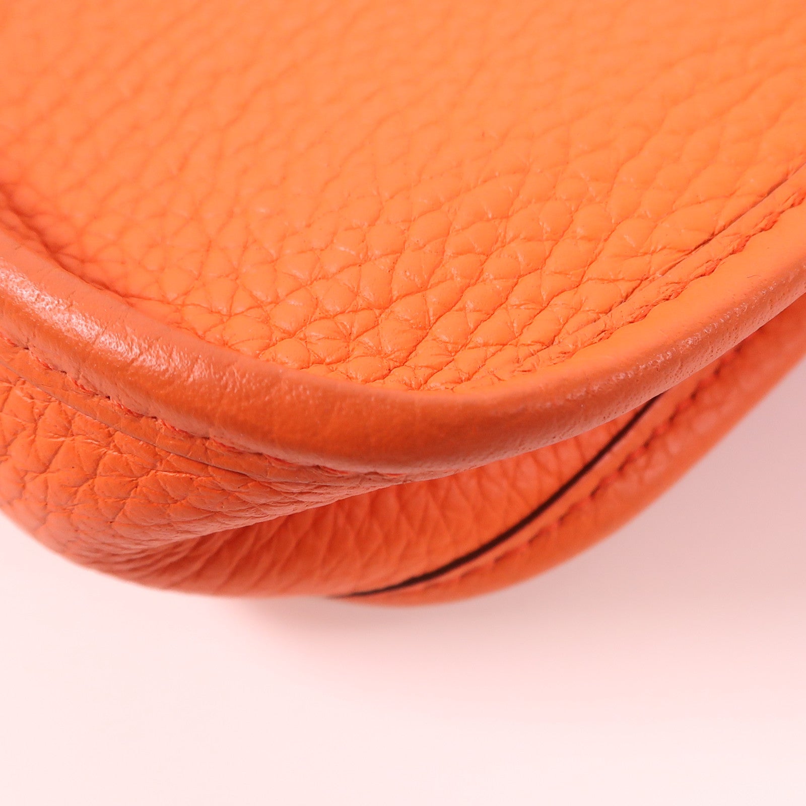 HERMES Clemence皮革Evelyne TPM銀扣肩背袋Orange Poppy