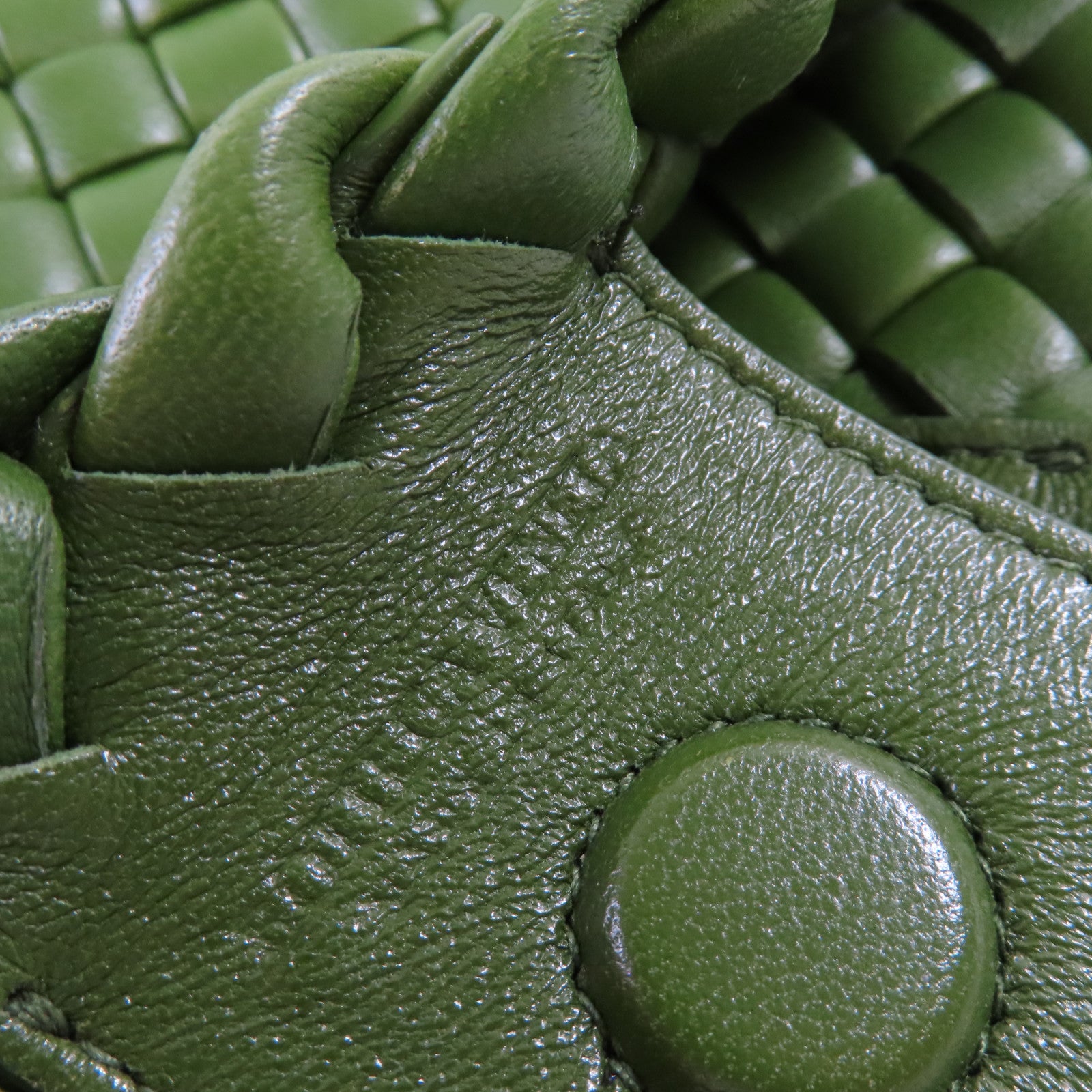 BOTTEGA VENETA 【激減優惠】織紋皮革Clicker Shoulder Bag金扣肩背袋綠色