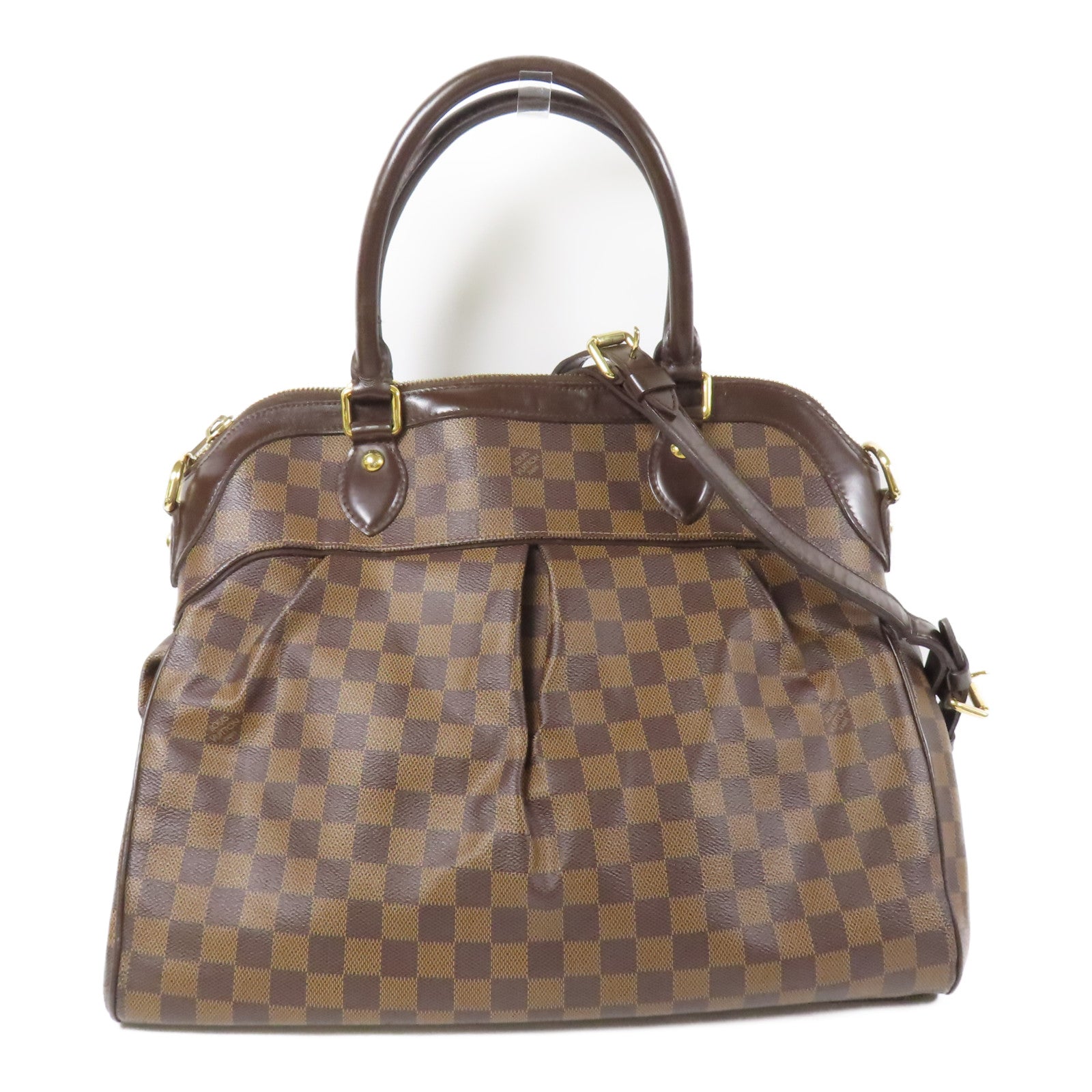LOUIS VUITTON Damier Trevi GM金扣手挽肩背兩用袋棕色