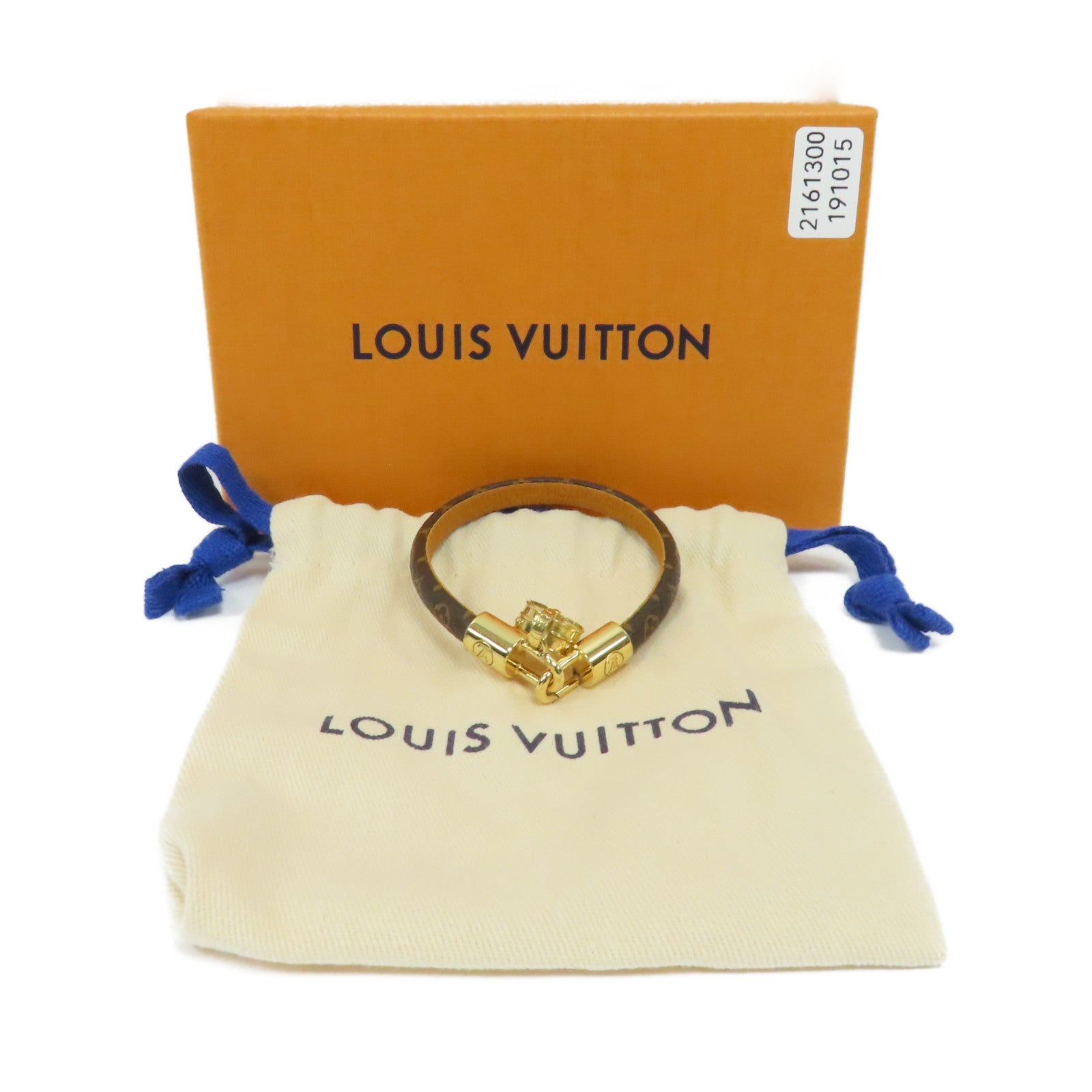 LOUIS VUITTON Monogram/金屬LV Tribute Charm Bracelet金扣手鐲啡色