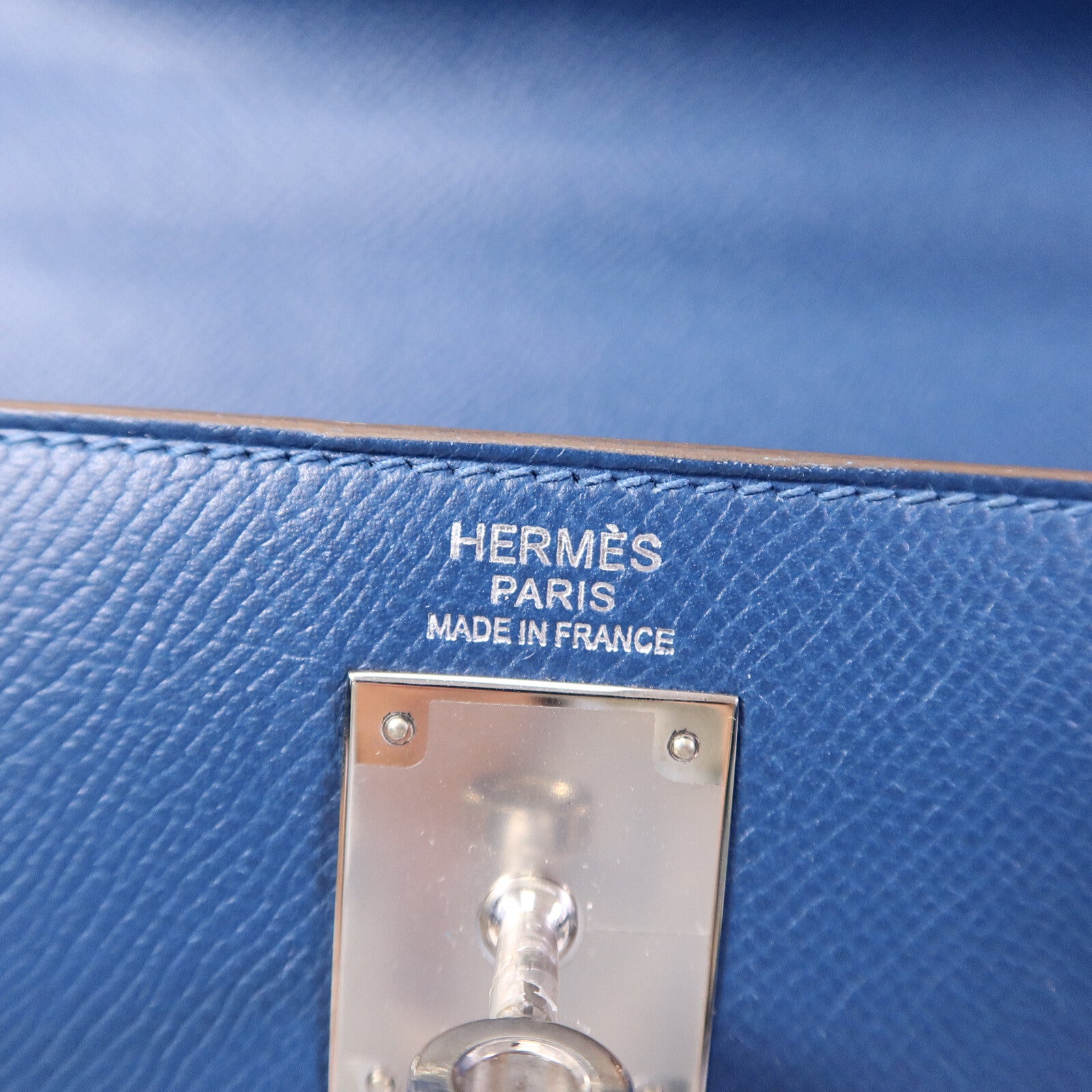 HERMES Epsom皮革Kelly 32 Club手挽肩背兩用袋Bleu Thalassa/Blanc