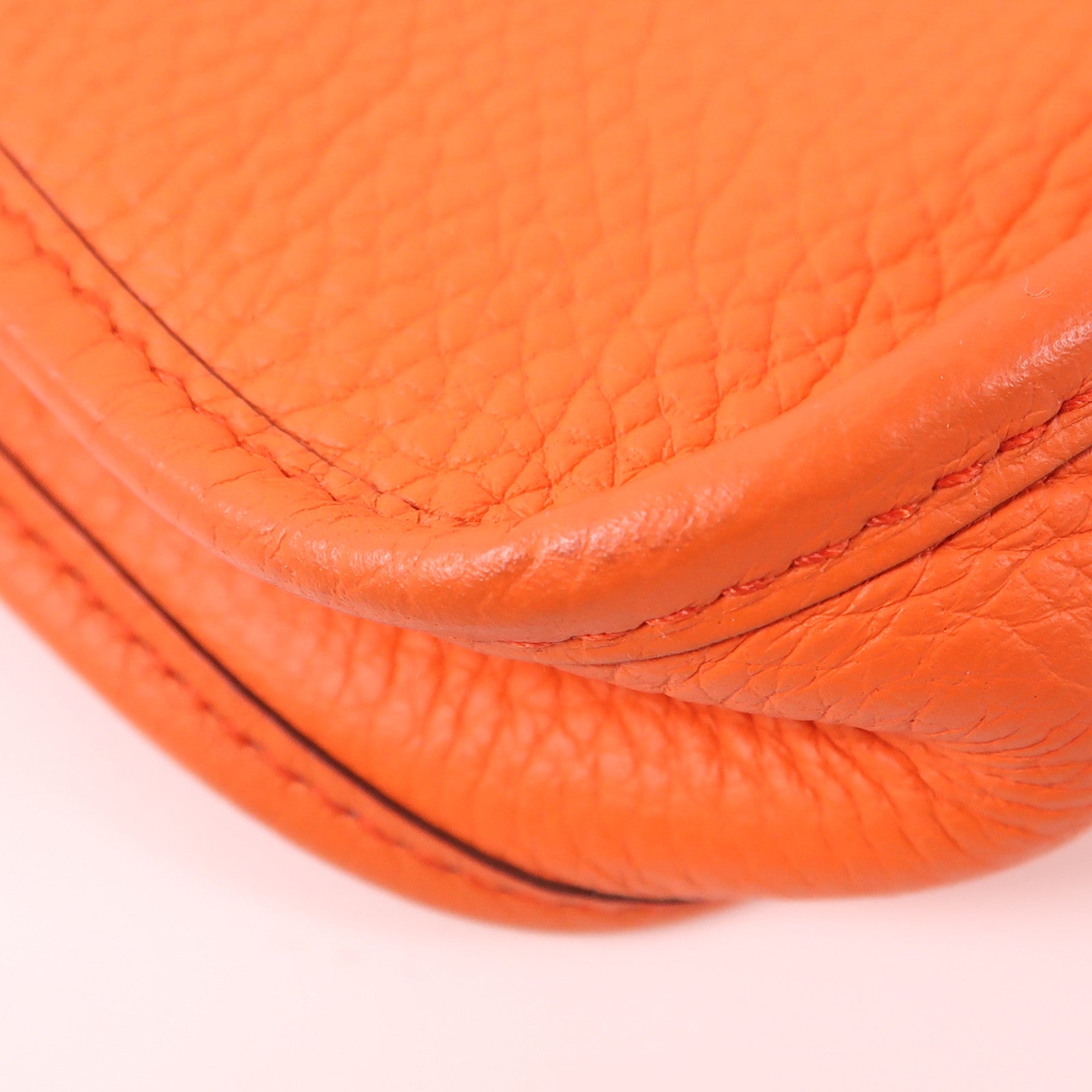 HERMES Clemence皮革Evelyne TPM銀扣肩背袋Orange Poppy