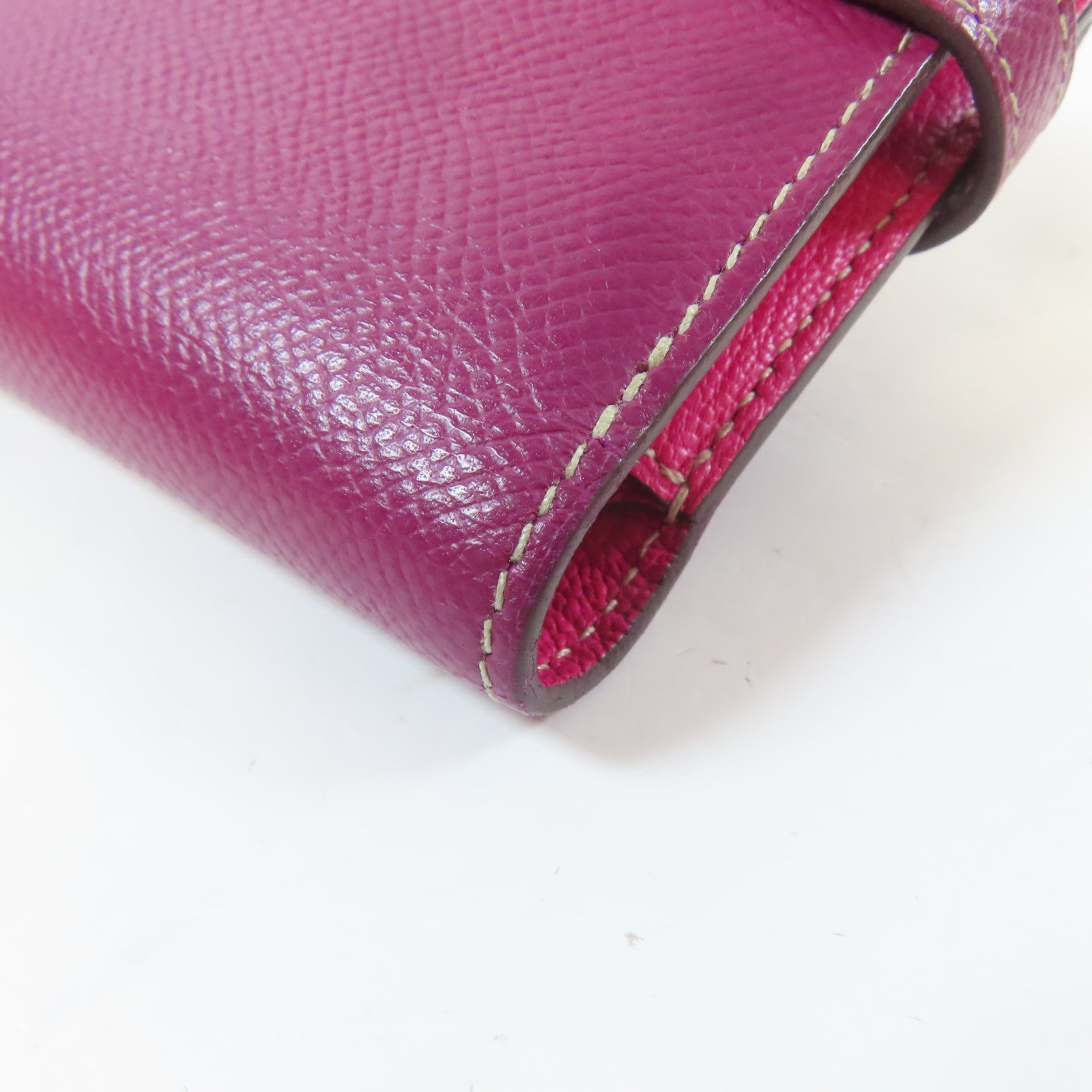 HERMES 【激減優惠】Epsom皮革Kelly Wallet Compact銀扣錢包Tosac桃紫色