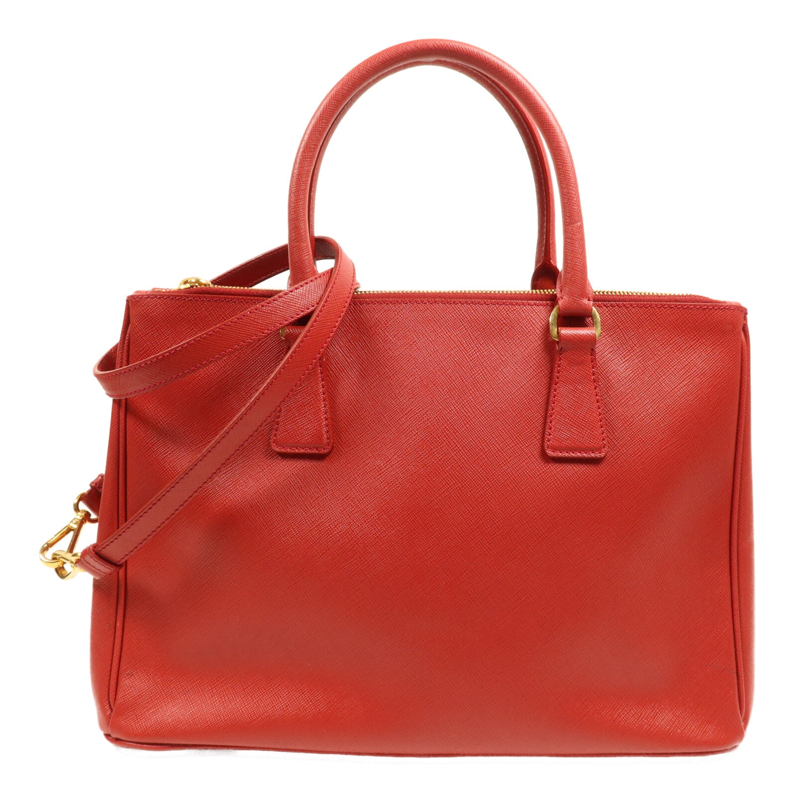 PRADA Saffiano皮革Double Zip Medium金扣手挽肩背兩用袋