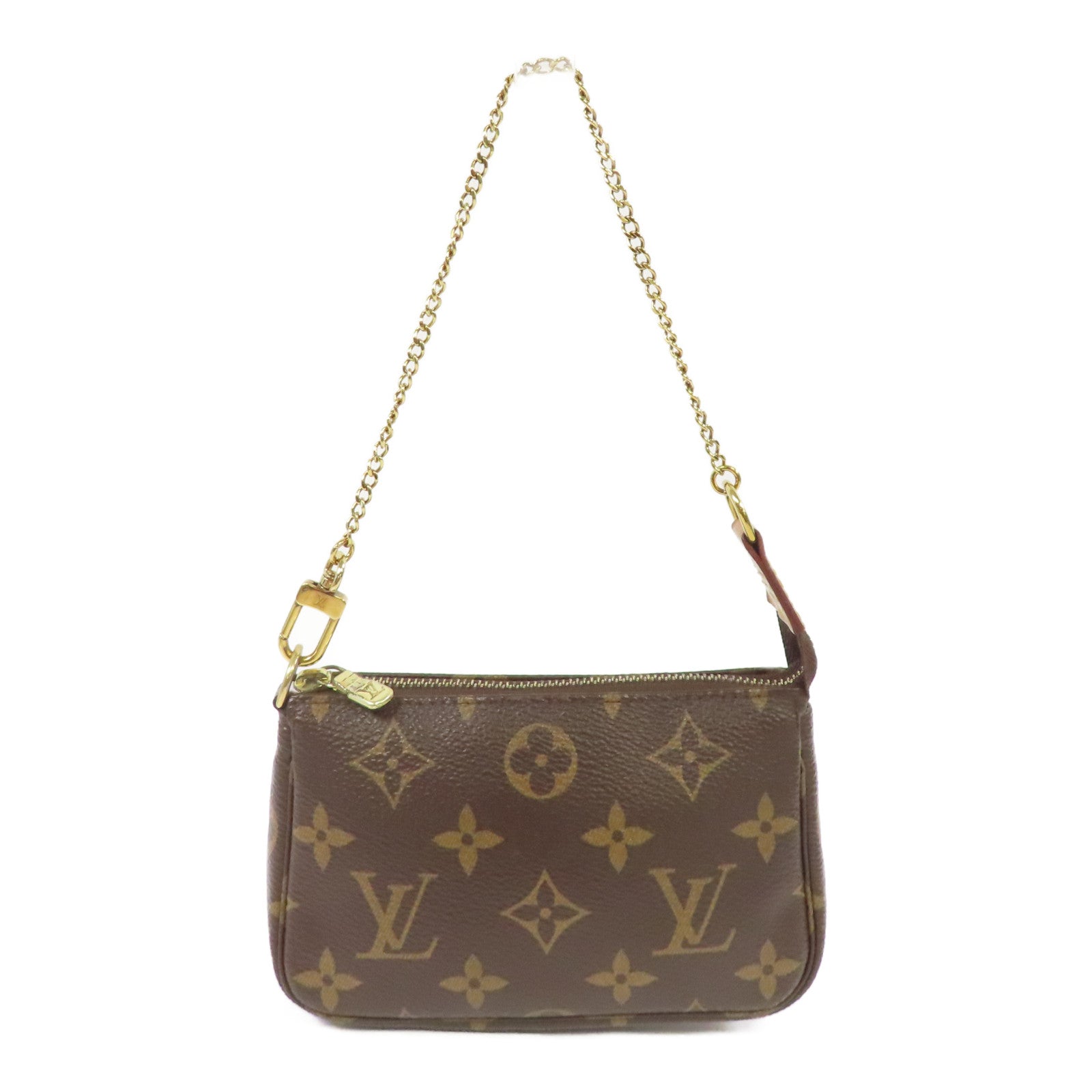 LOUIS VUITTON Monogram Mini Pochette Accessories金扣手拿包啡色