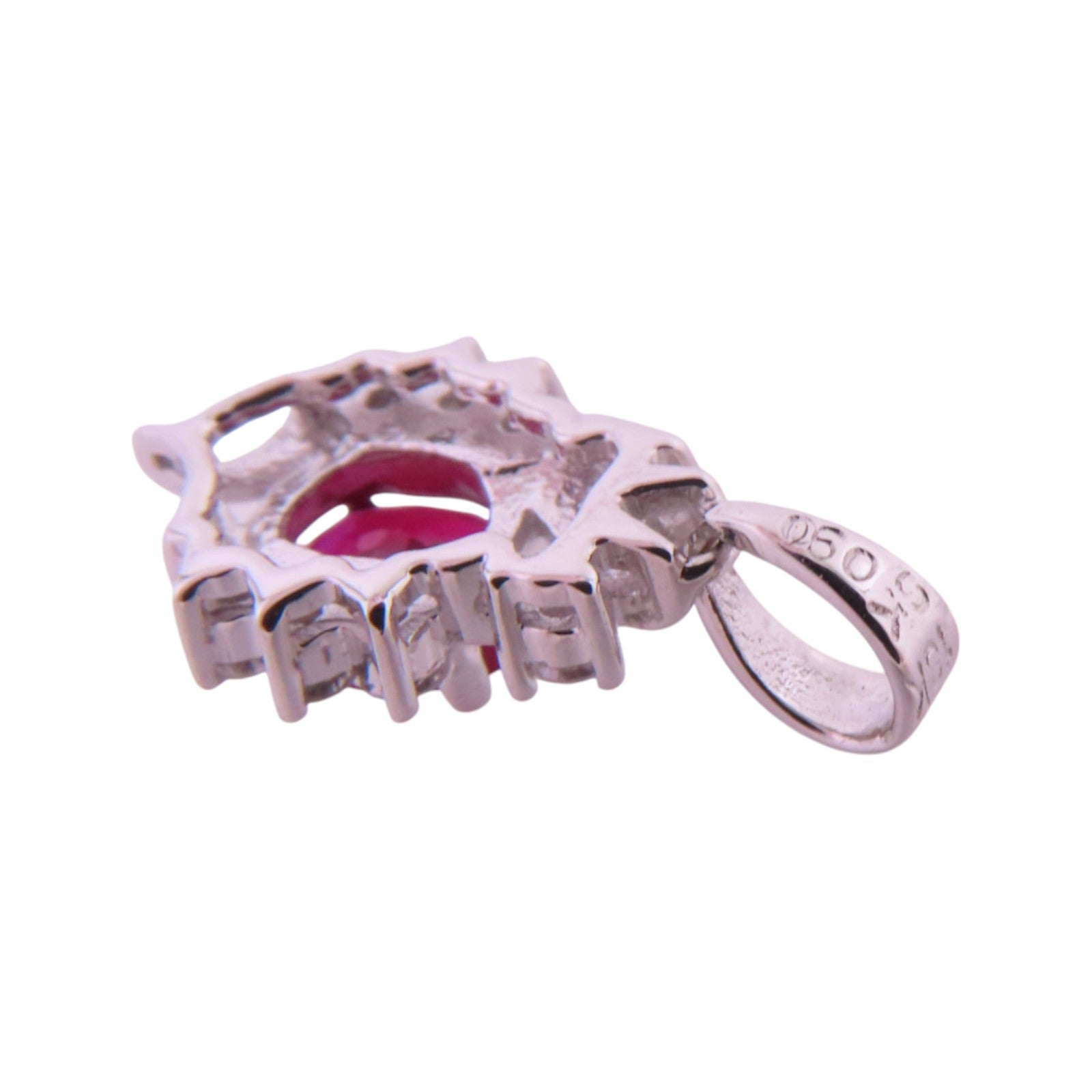 JEWELRY 18K白金Ruby Diamond Pendant Top紅寶石/鑽石吊墜頭扣