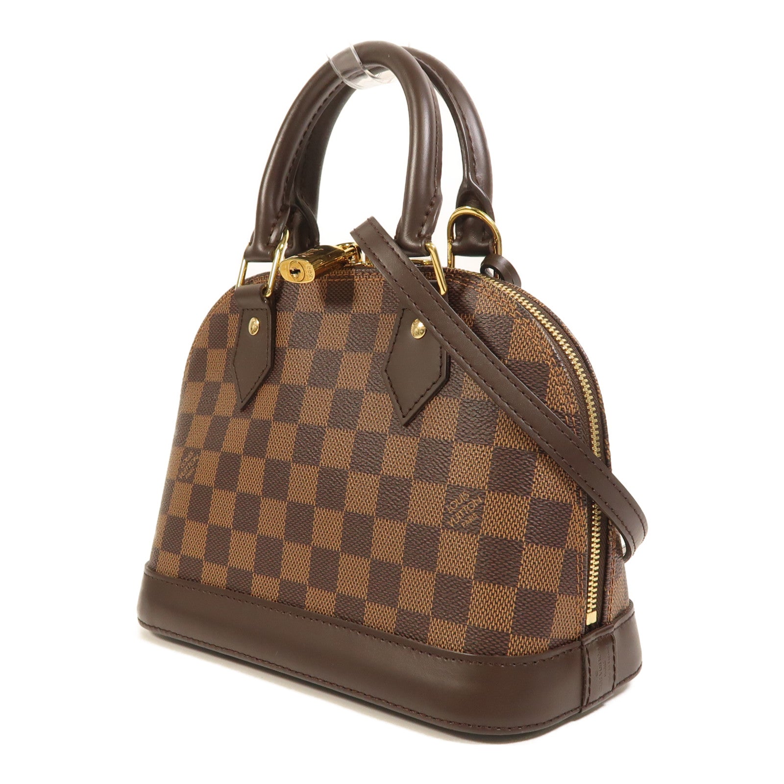 LOUIS VUITTON Damier Alma BB金扣手挽肩背兩用袋棕色