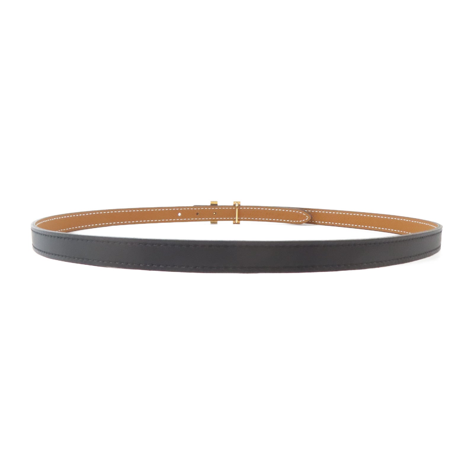 HERMES Epsom皮革Belt金扣皮帶黑色