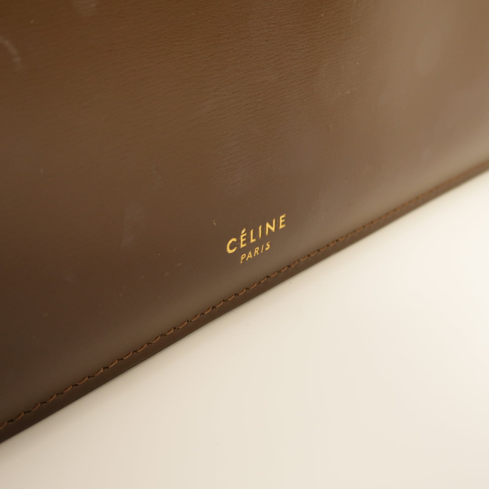 CELINE 牛皮皮革Vintage Handbag金扣手挽袋啡色