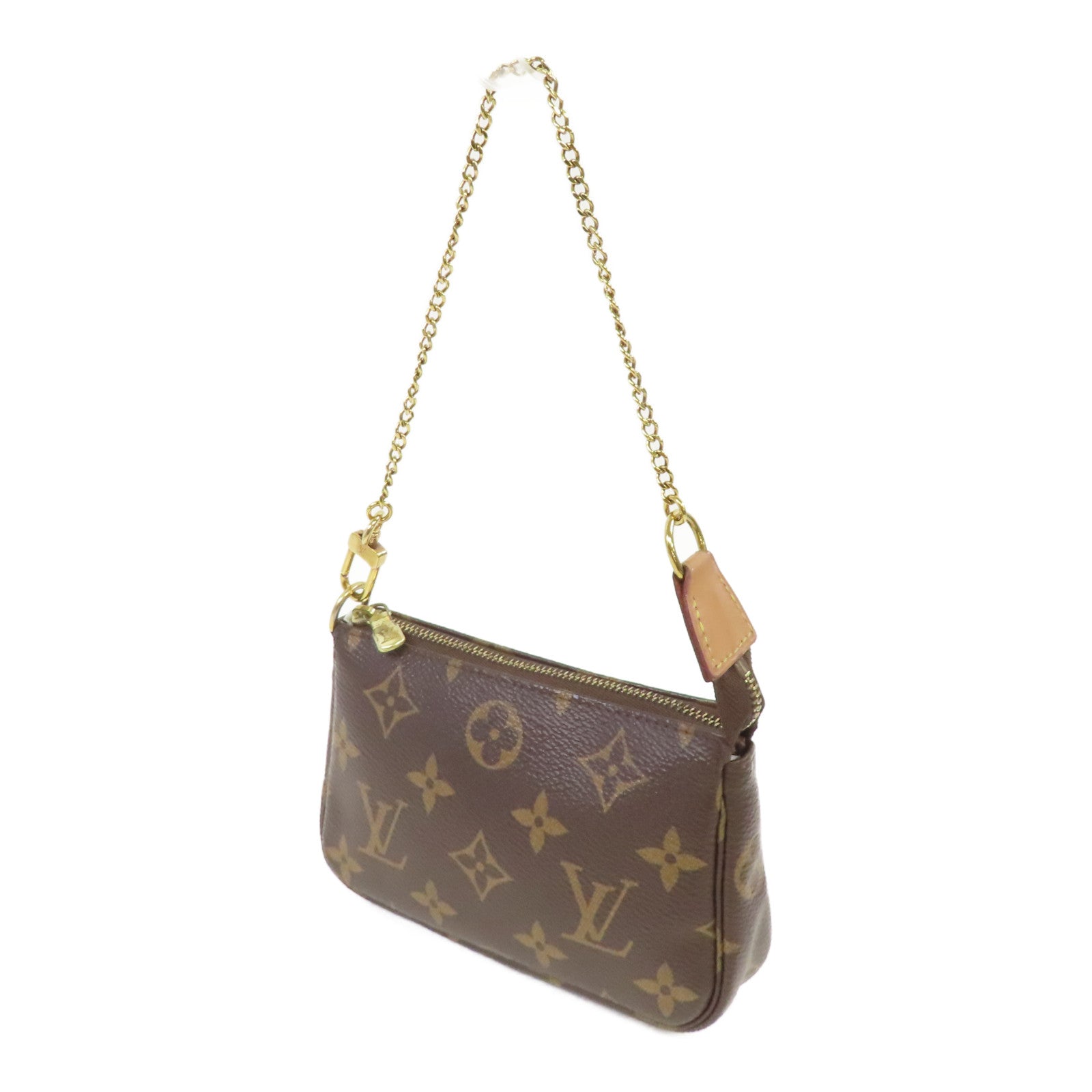 LOUIS VUITTON Monogram Mini Pochette Accessories金扣手拿包啡色