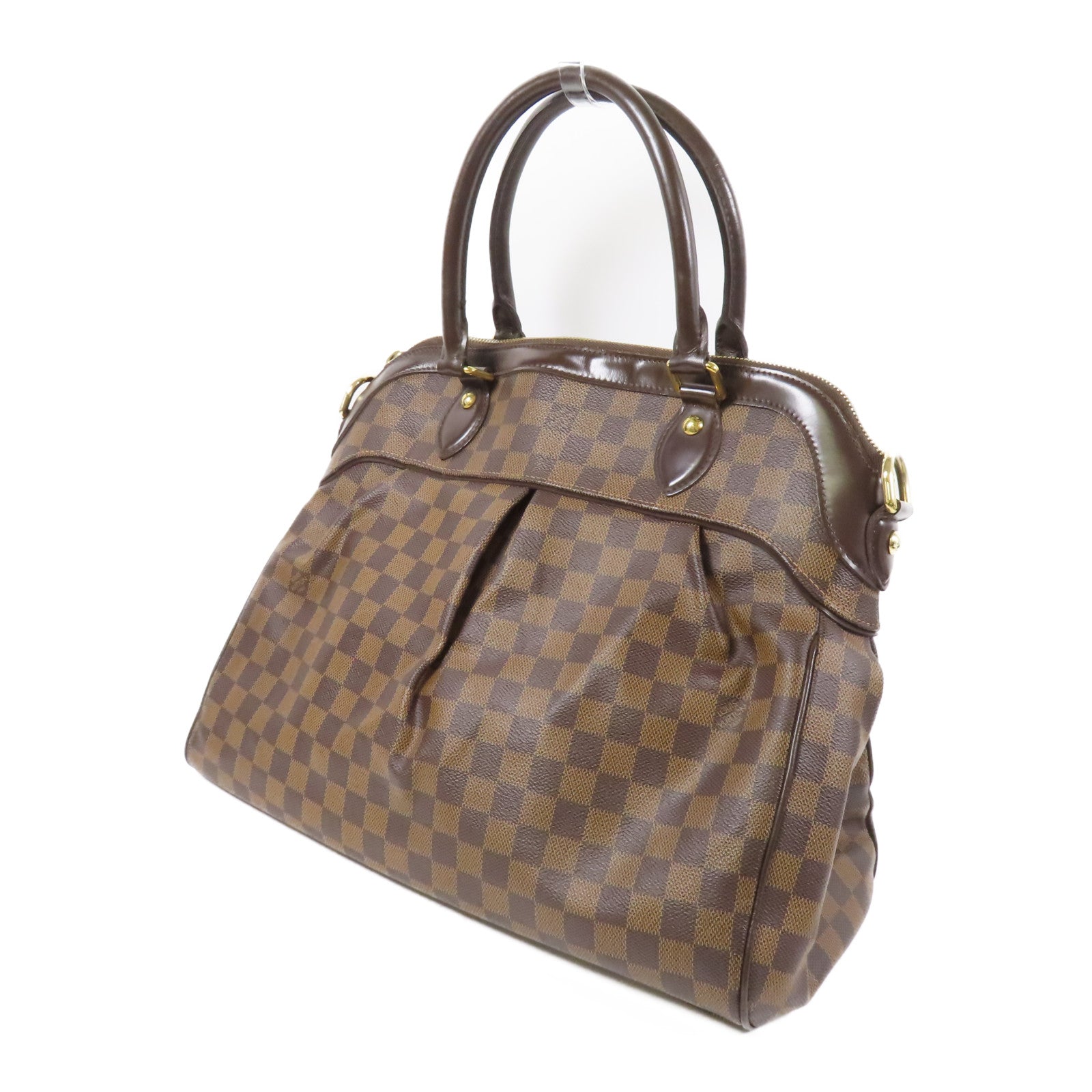 LOUIS VUITTON Damier Trevi GM金扣手挽肩背兩用袋棕色