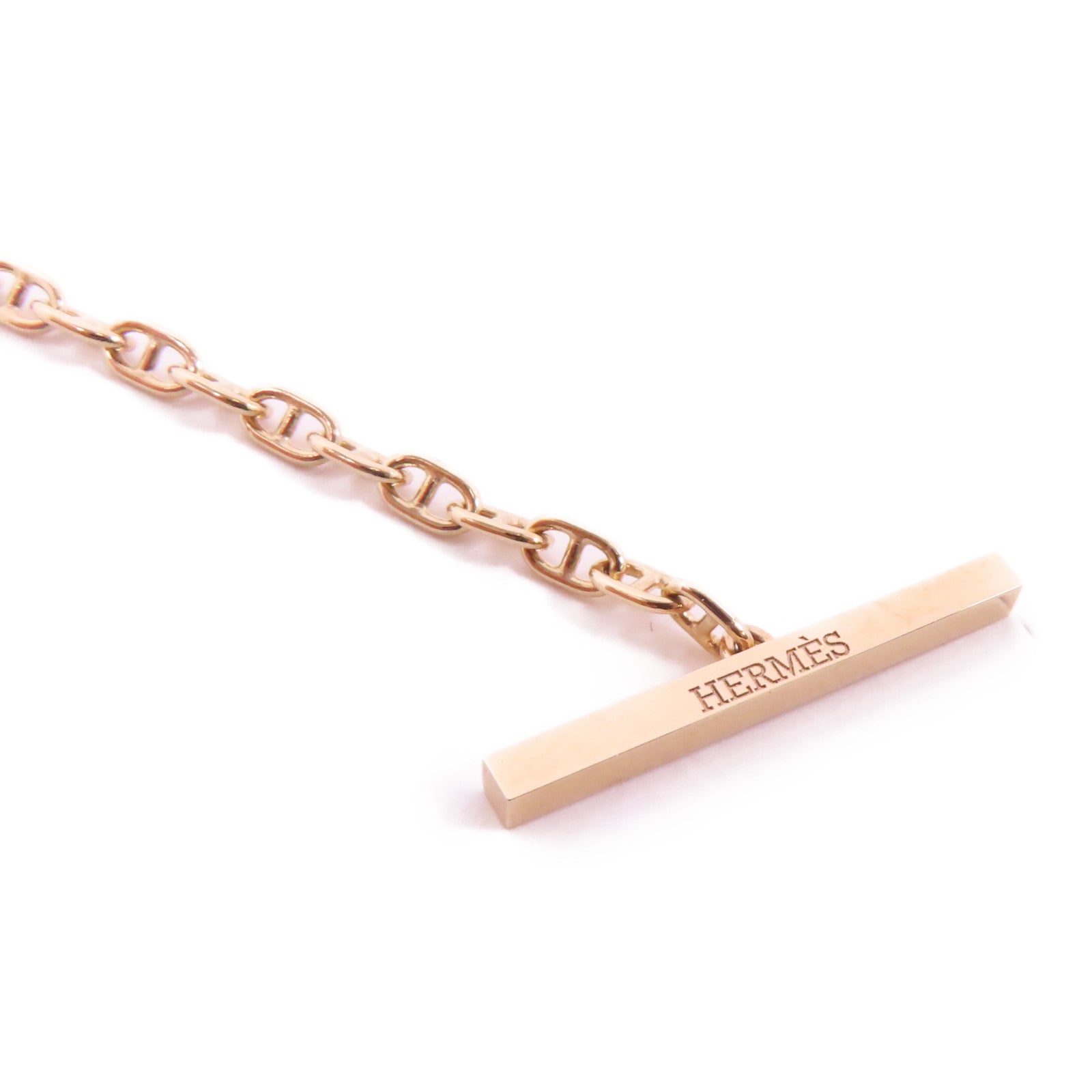 HERMES 18K玫瑰金Chaine D'Ancre Contour Bracelet鑽石手鏈