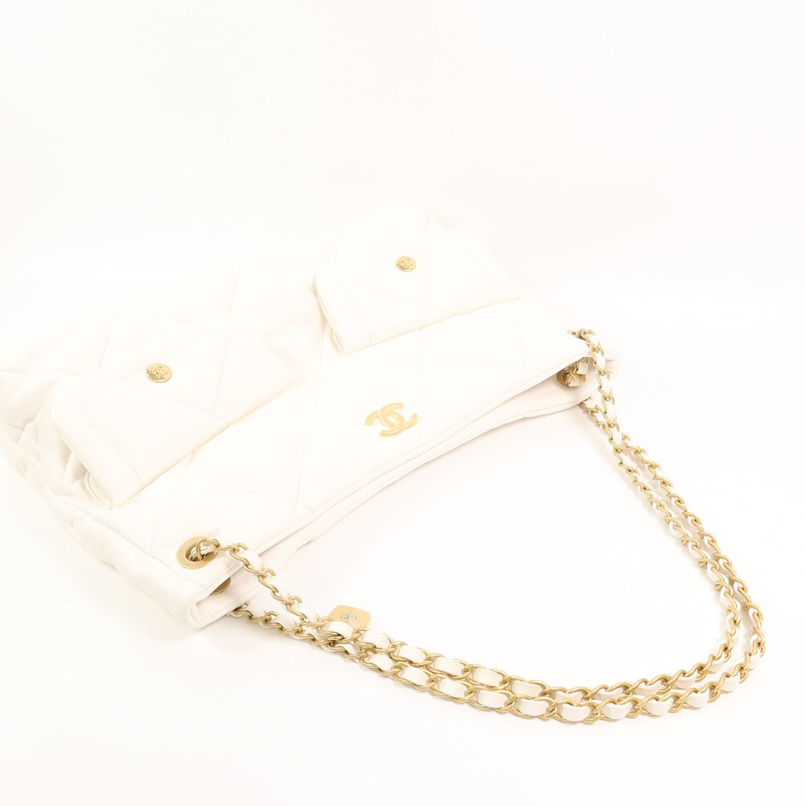 CHANEL 羊皮皮革25K Hobo鏈帶肩背袋