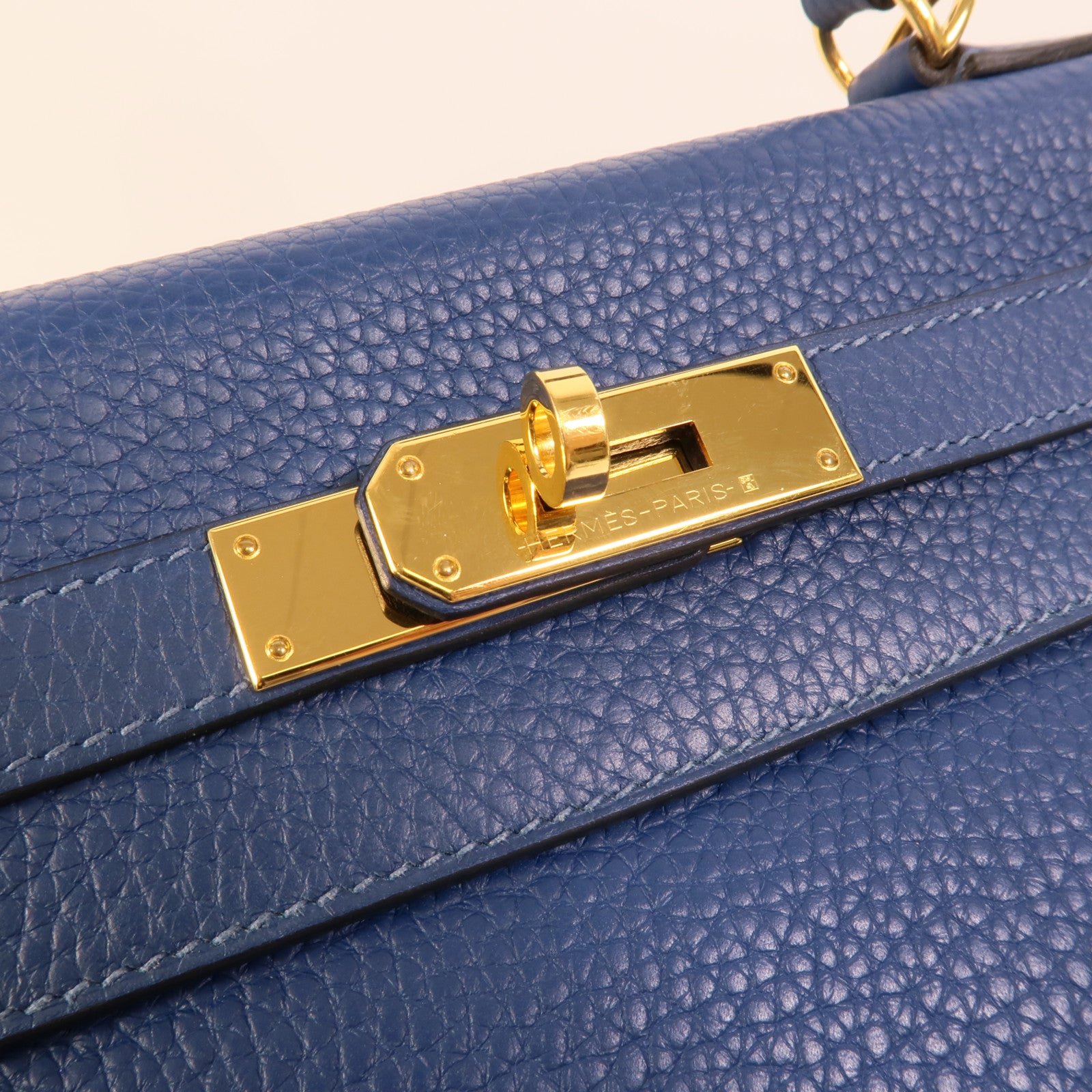 HERMES Togo皮革Kelly 28手挽肩背兩用袋Blue Brighton