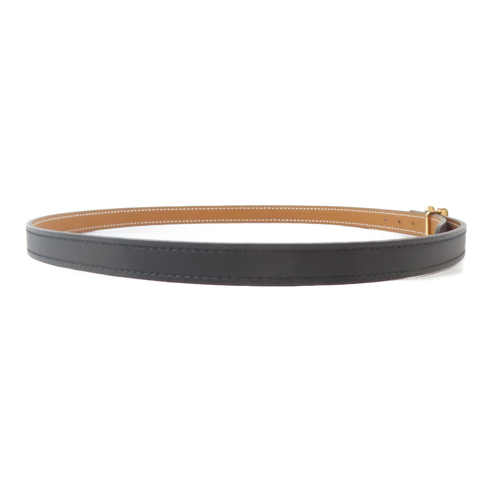 HERMES Epsom皮革Belt金扣皮帶黑色