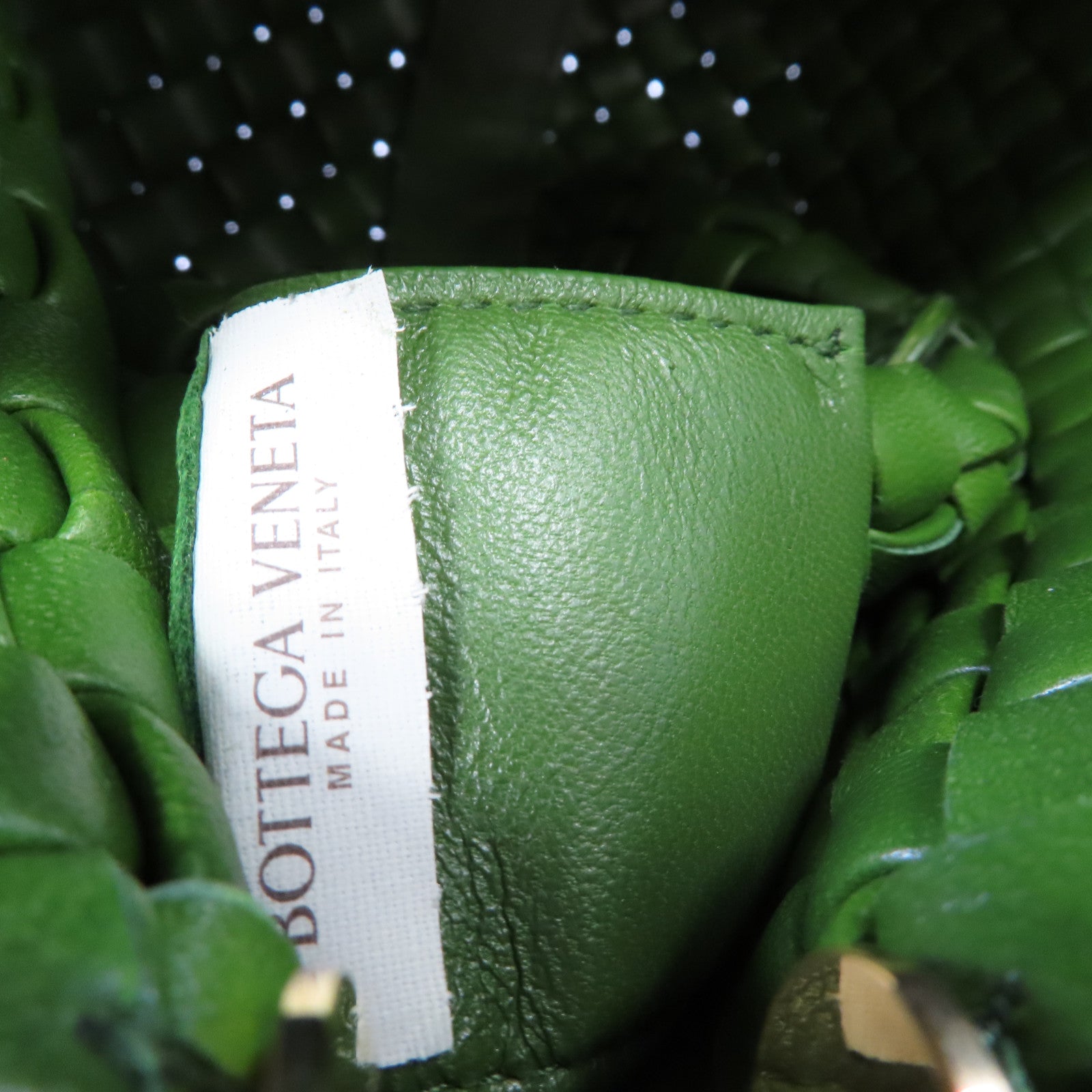 BOTTEGA VENETA 【激減優惠】織紋皮革Clicker Shoulder Bag金扣肩背袋綠色