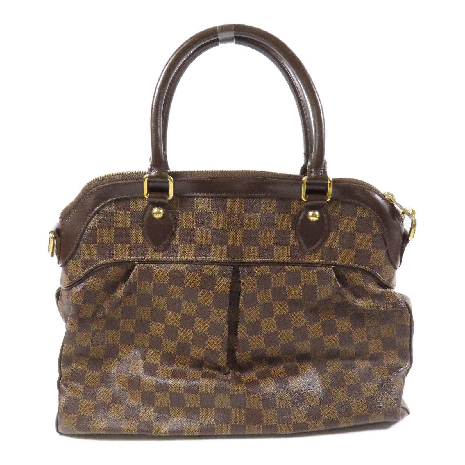 LOUIS VUITTON Damier Trevi GM金扣手挽肩背兩用袋棕色