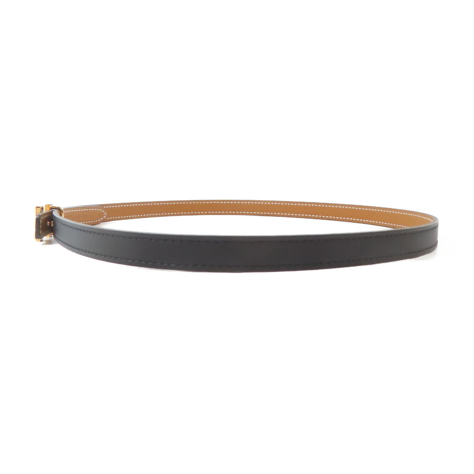 HERMES Epsom皮革Belt金扣皮帶黑色