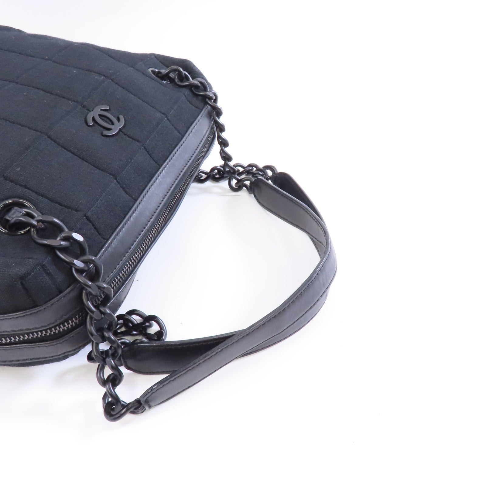 CHANEL 【激減優惠】帆布Chain Shoulder Bag鏈帶肩背袋黑色
