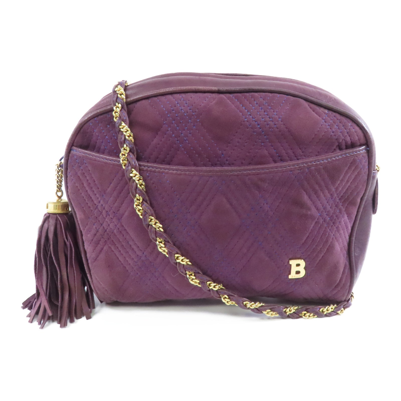 BALLY 【激減優惠】麂皮皮革Chain Shoulder Bag金扣鏈帶肩背袋紫色
