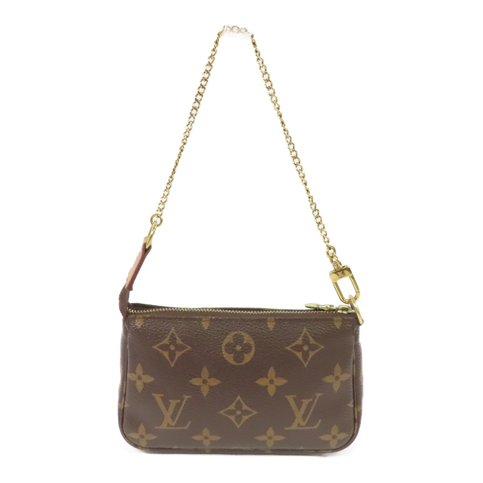 LOUIS VUITTON Monogram Mini Pochette Accessories金扣手拿包啡色
