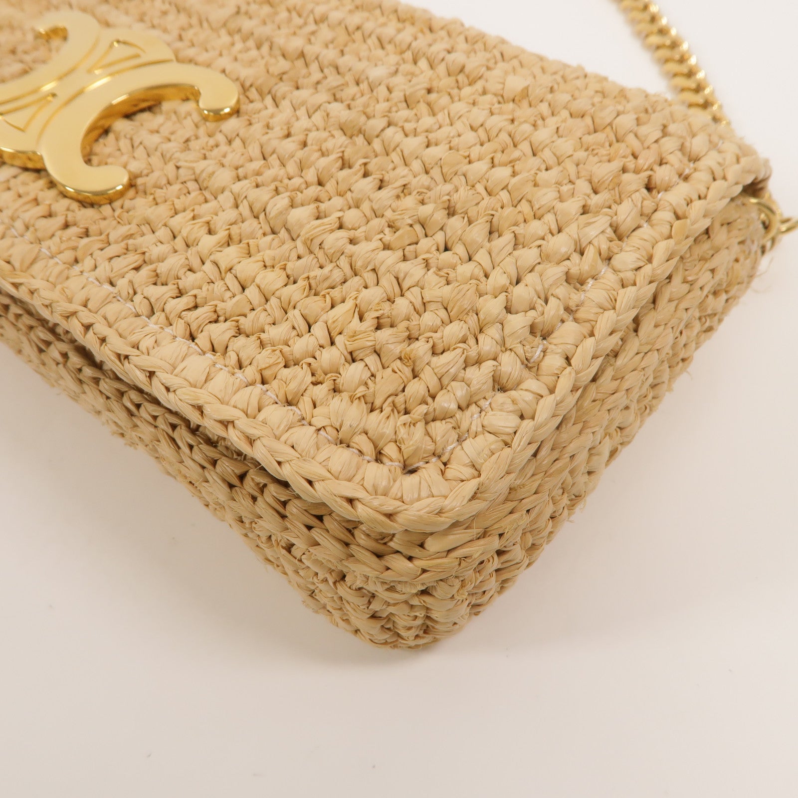 CELINE Raffia/牛皮皮革Multipochette手挽肩背兩用袋