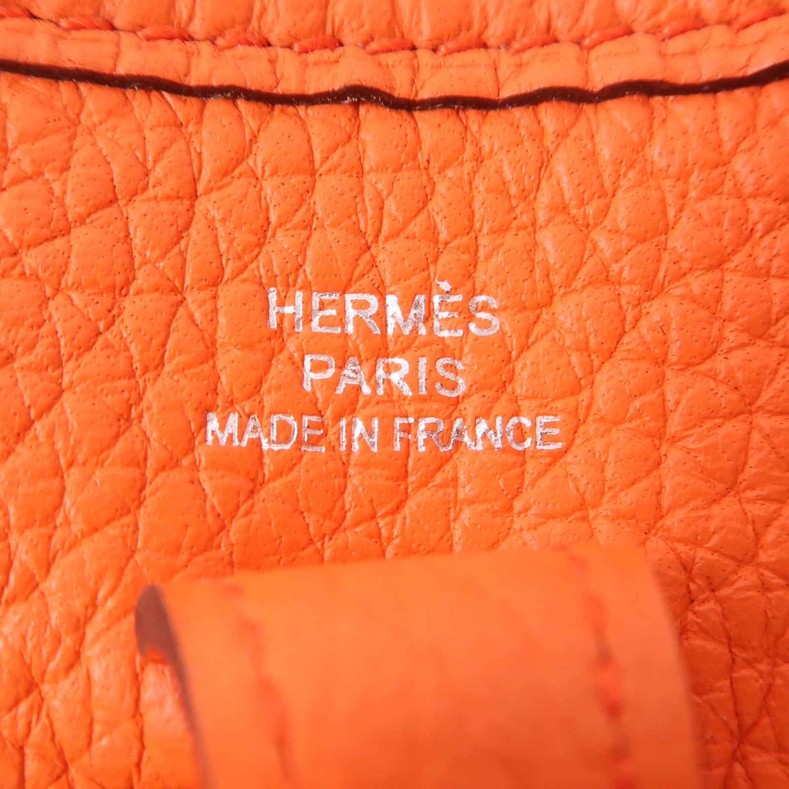 HERMES Clemence皮革Evelyne TPM銀扣肩背袋Orange Poppy