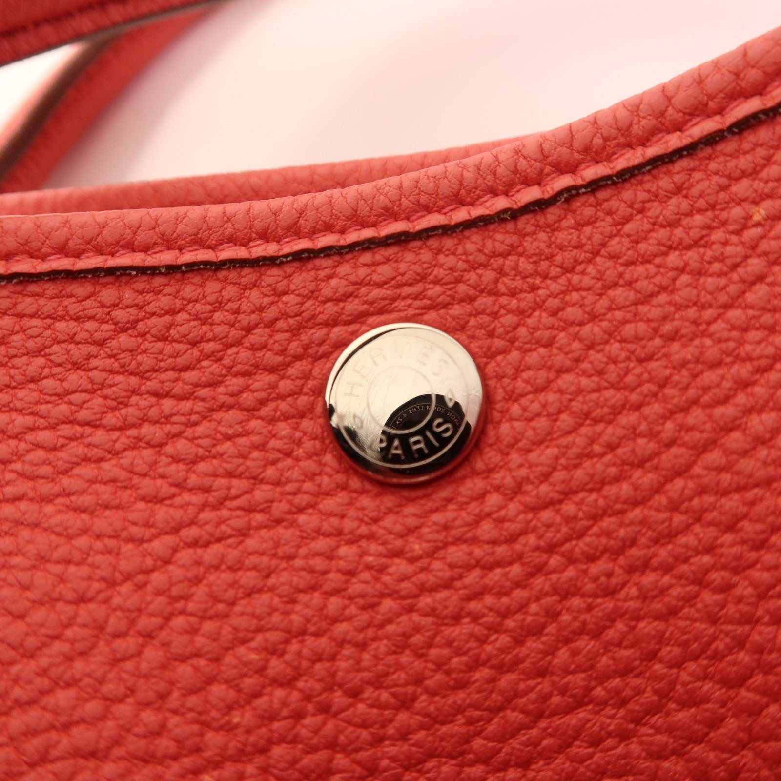 HERMES Negonda皮革Garden Party PM銀扣手挽袋Bougainvillier