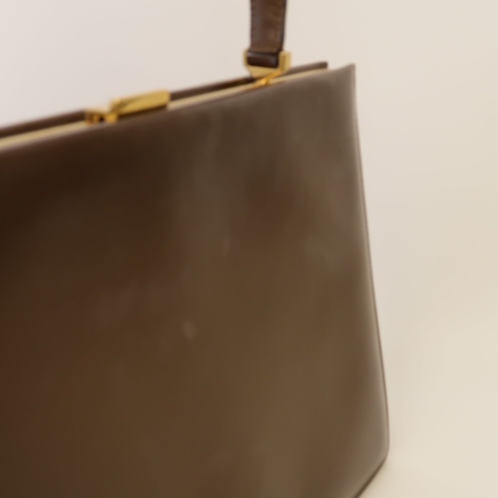 CELINE 牛皮皮革Vintage Handbag金扣手挽袋啡色