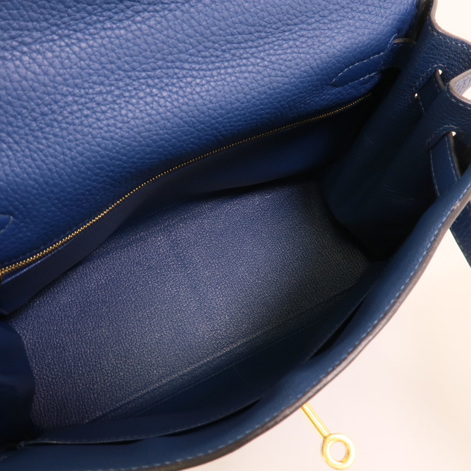 HERMES Togo皮革Kelly 28手挽肩背兩用袋Blue Brighton