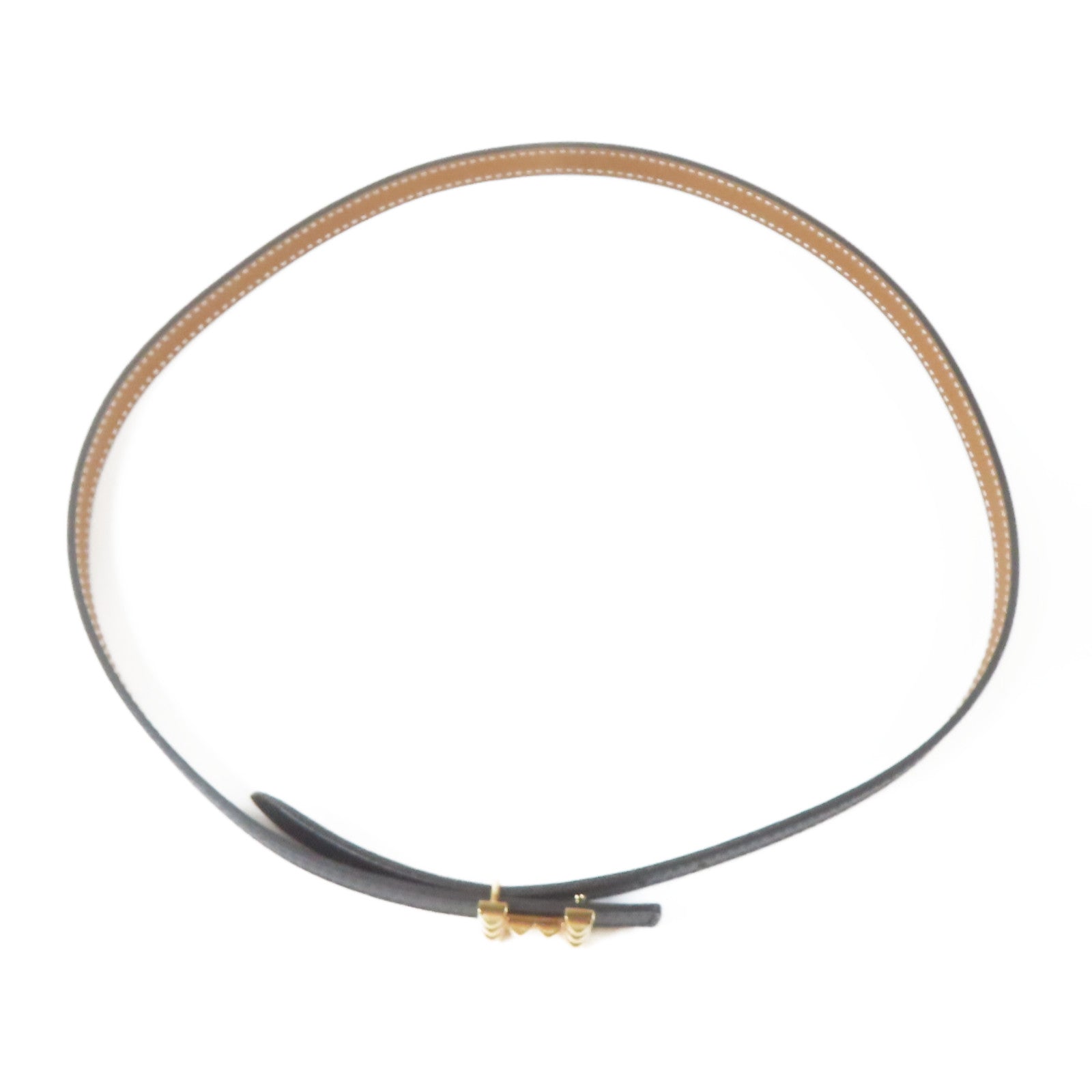 HERMES Epsom皮革Belt金扣皮帶黑色
