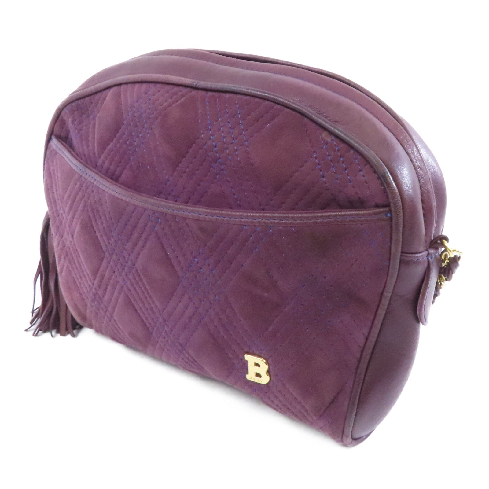 BALLY 【激減優惠】麂皮皮革Chain Shoulder Bag金扣鏈帶肩背袋紫色