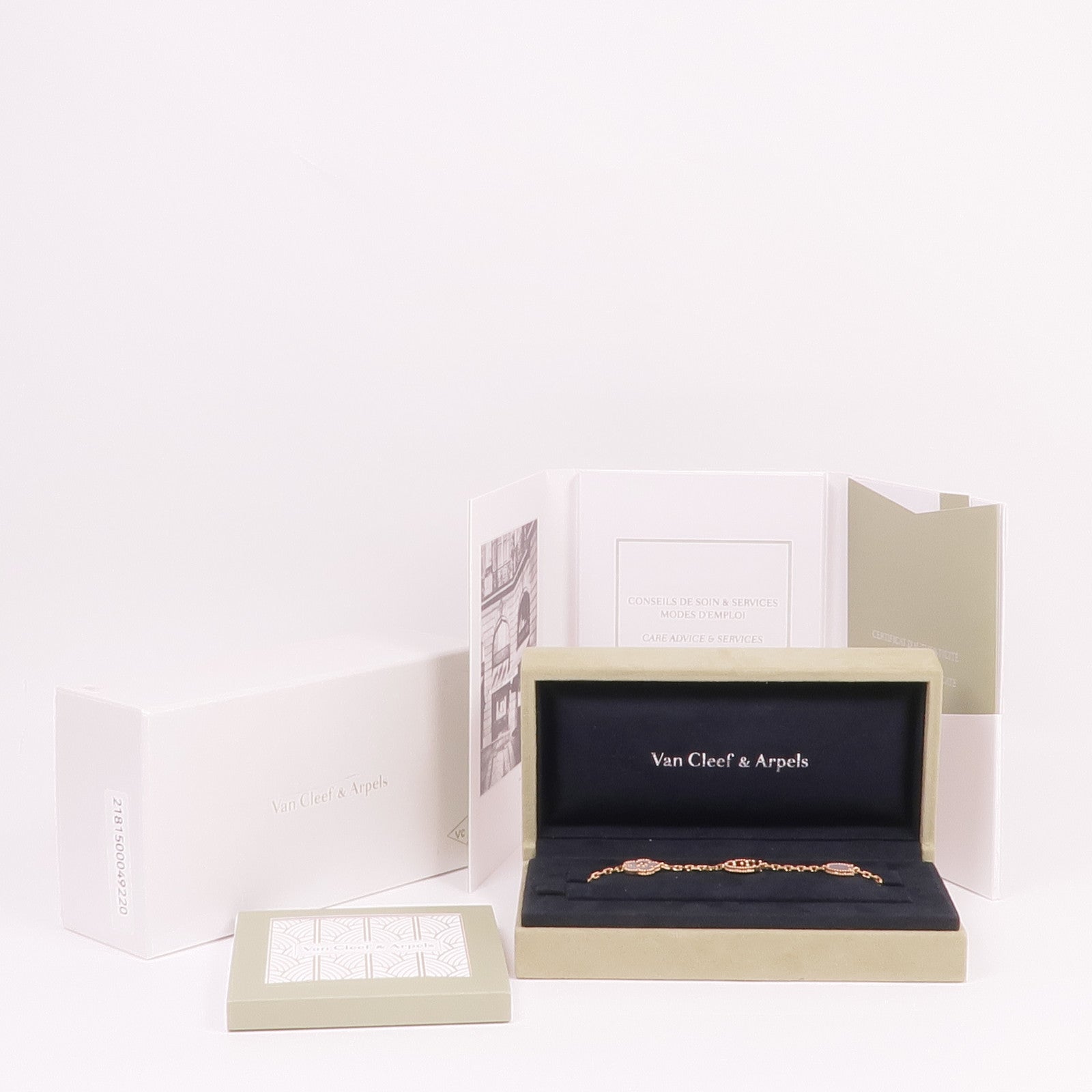 Van Cleef & Arpels 18K玫瑰金Lucky Spring Bracelet, 5 motifs珍珠母貝/紅玉髓/黑瑪瑙手鏈