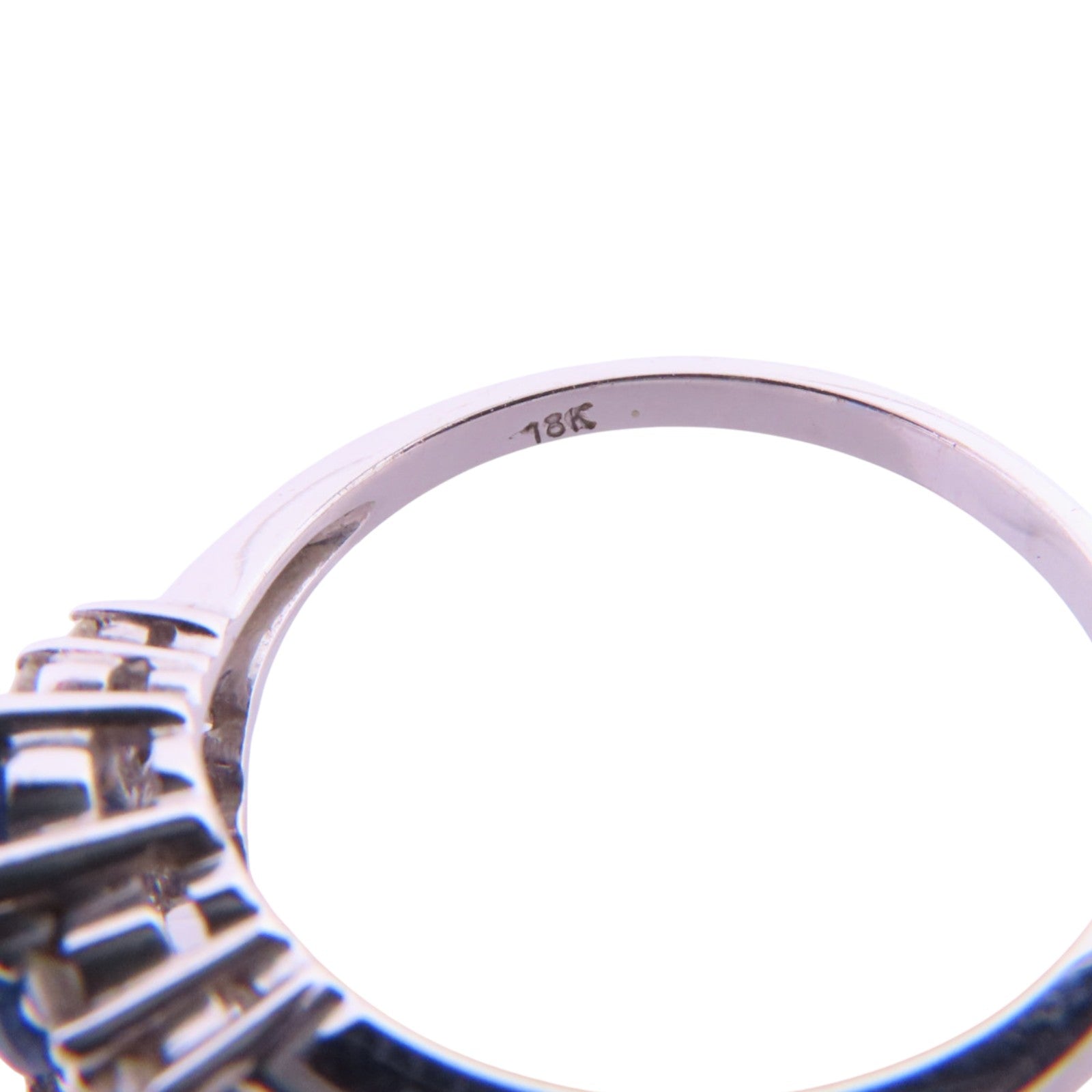 JEWELRY Sapphire Diamond Ring 18K White Gold US#6.25