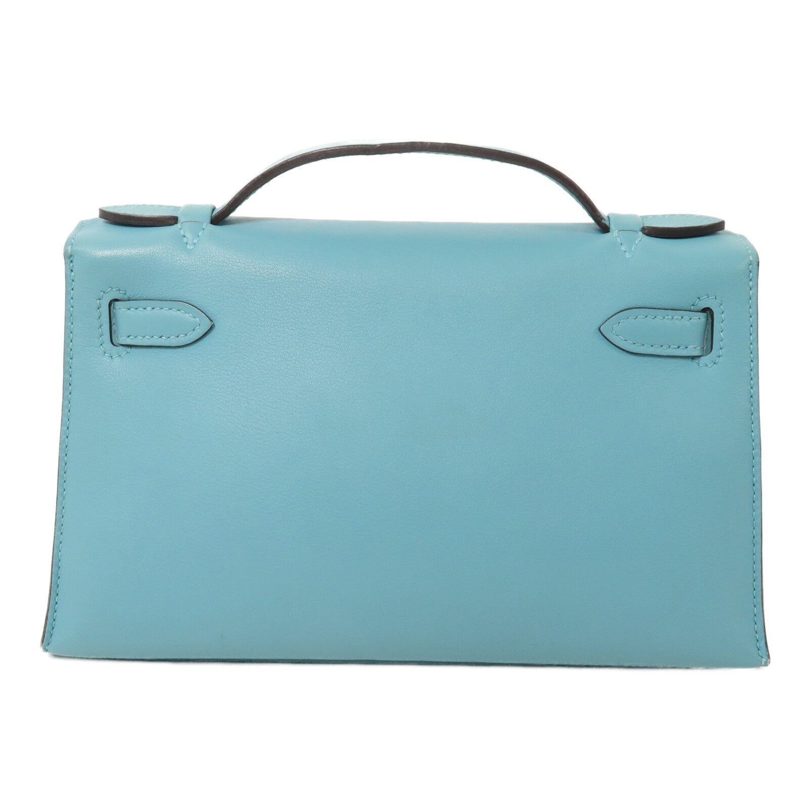 HERMES Swift皮革Kelly Pochette手挽袋Bleu Atoll