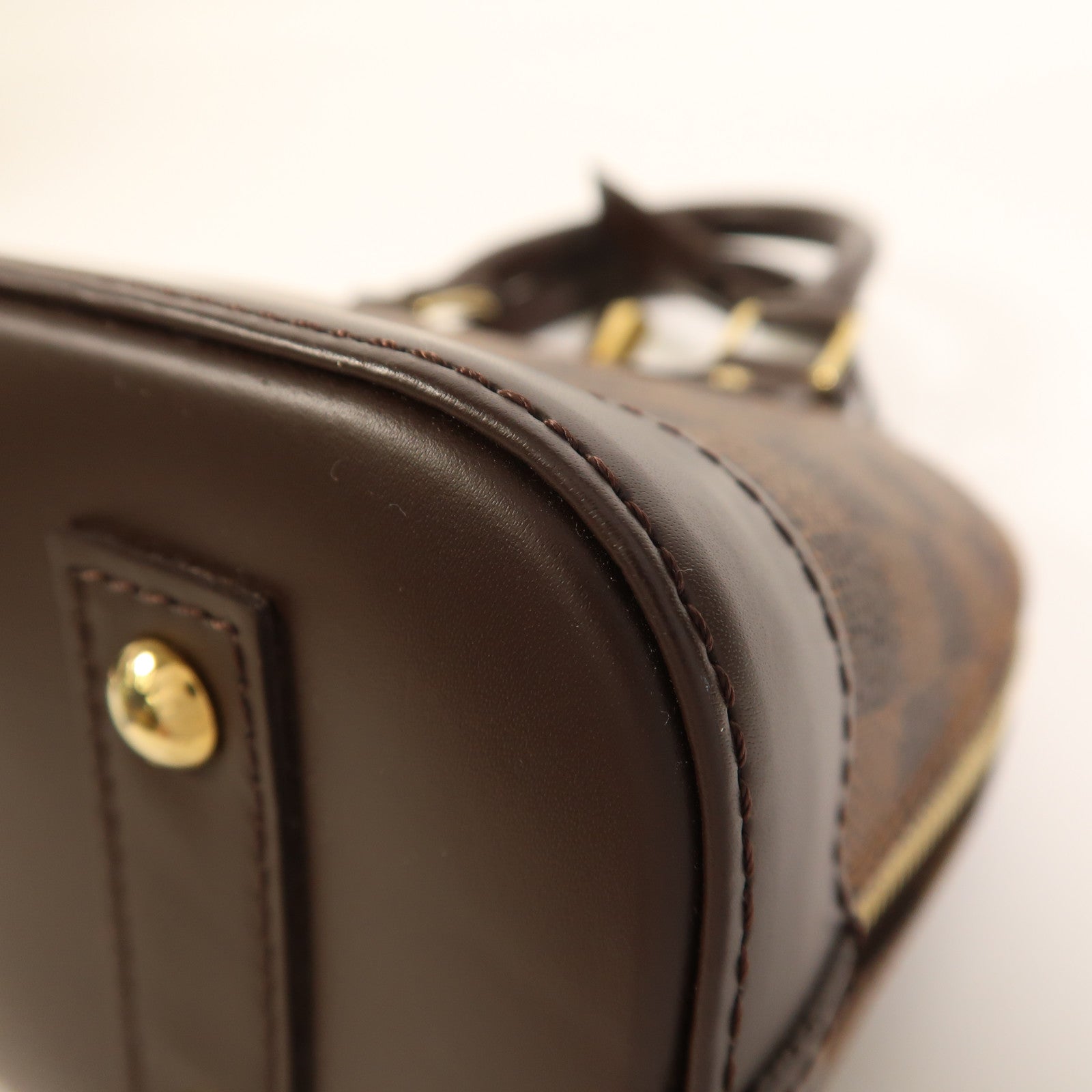 LOUIS VUITTON Damier Alma BB金扣手挽肩背兩用袋棕色