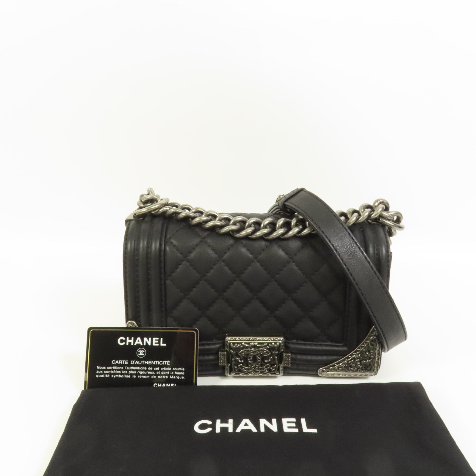 CHANEL 牛皮皮革Boy 20鏈帶肩背袋