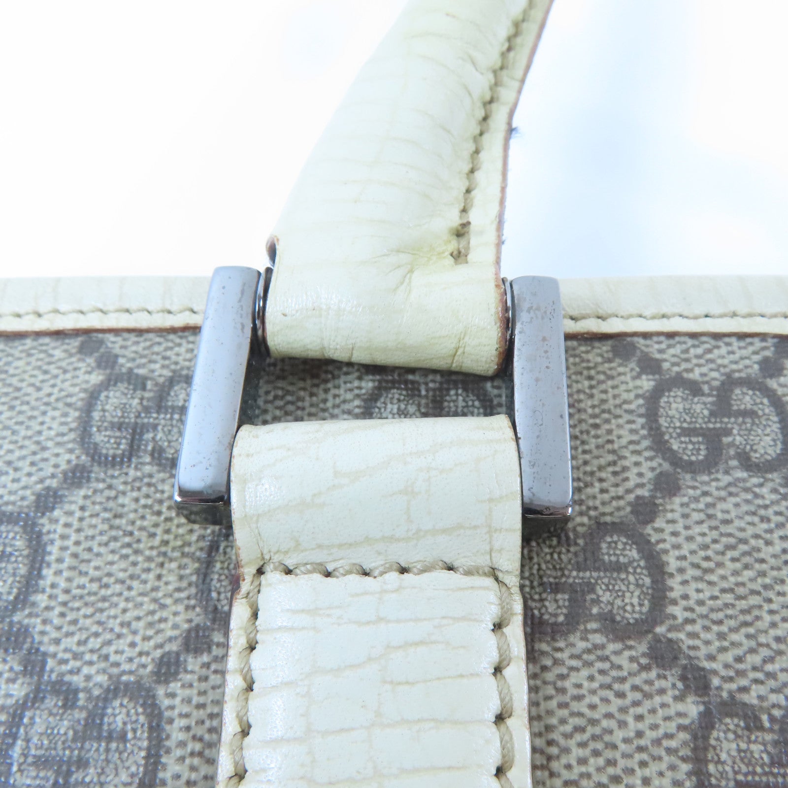 GUCCI 塗層帆布Tote Bag銀扣手挽袋啡色
