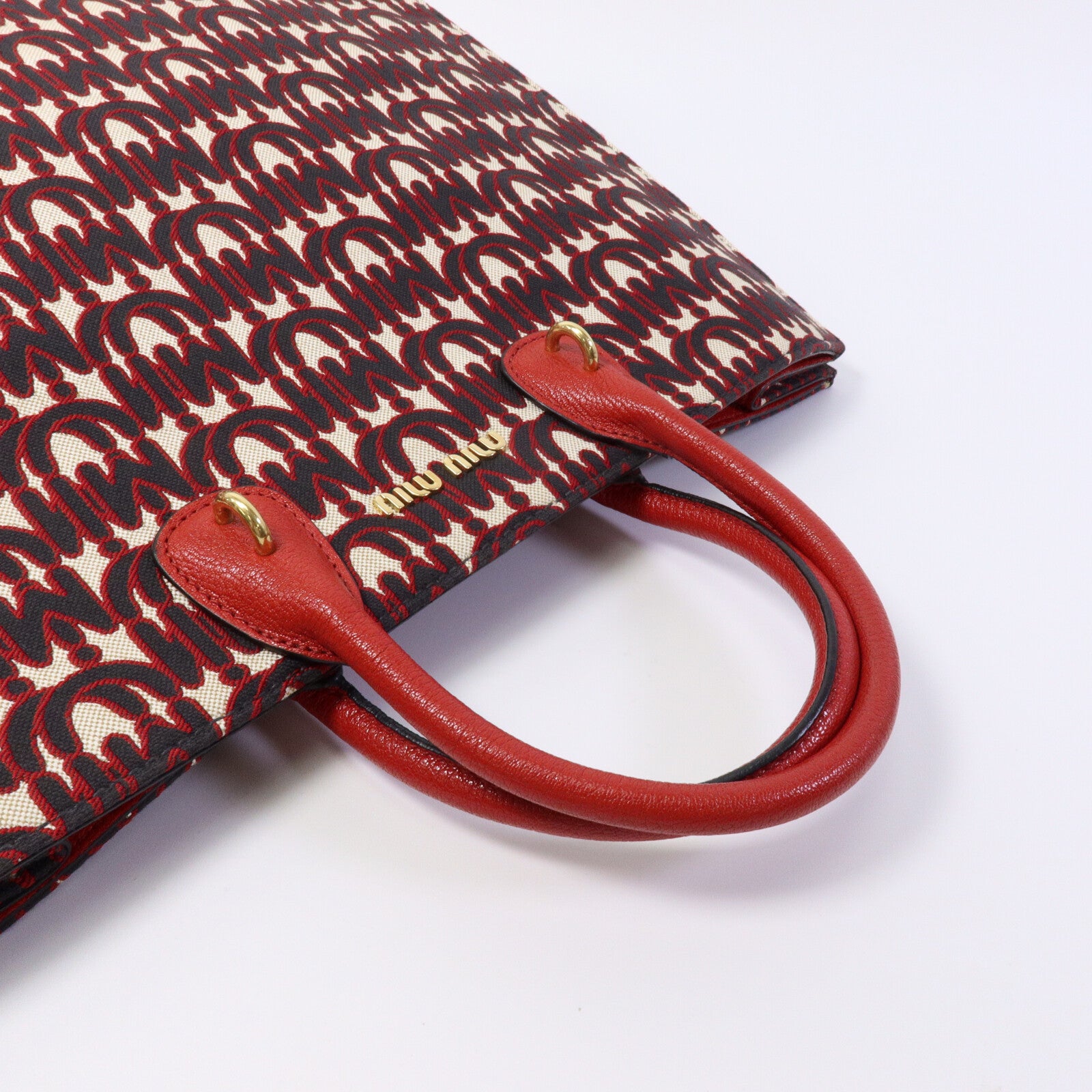 Miu Miu 帆布Tote Bag鏈帶手挽肩背兩用袋