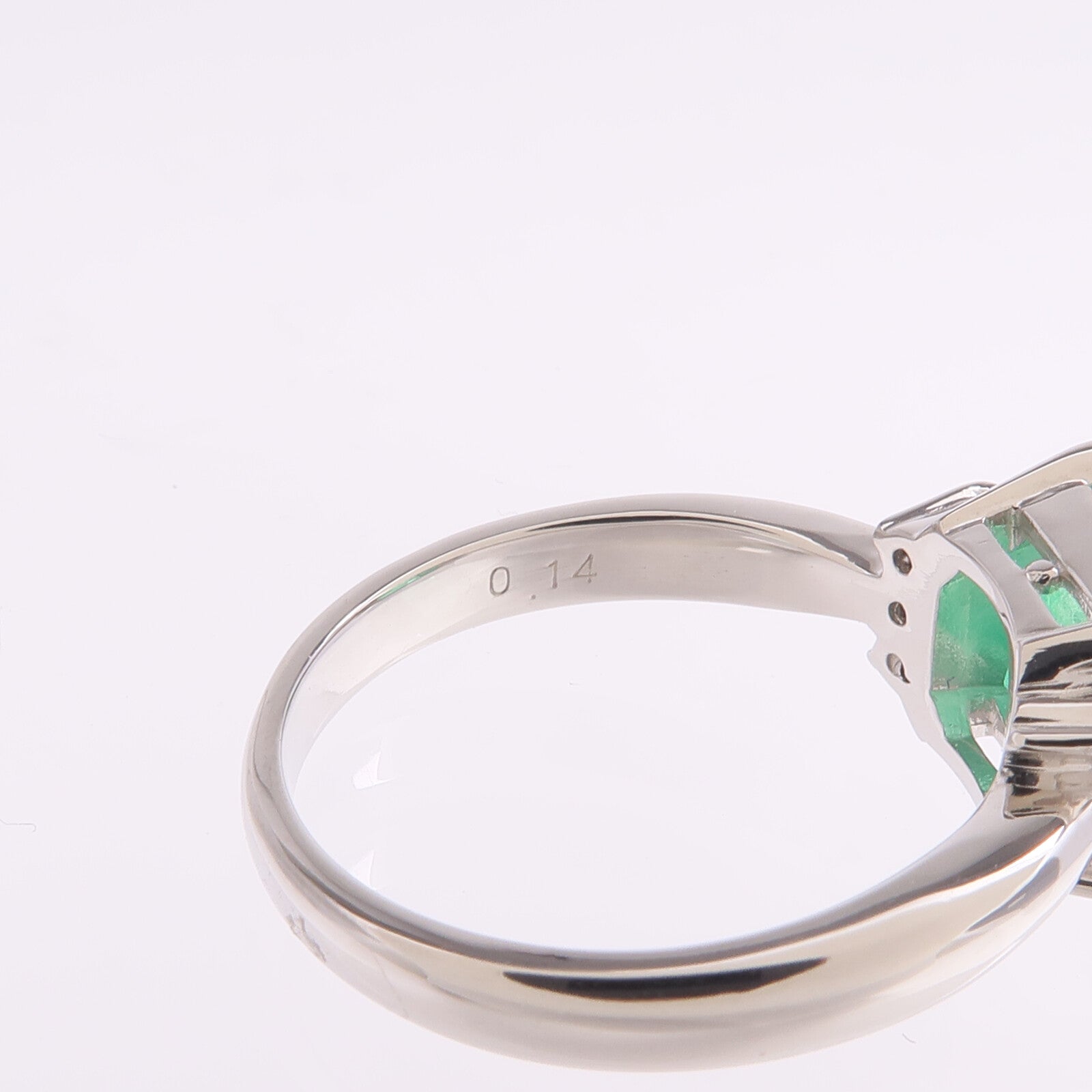 JEWELRY PT900鉑金Emerald Diamond Ring綠寶石/鑽石戒指US#6.25