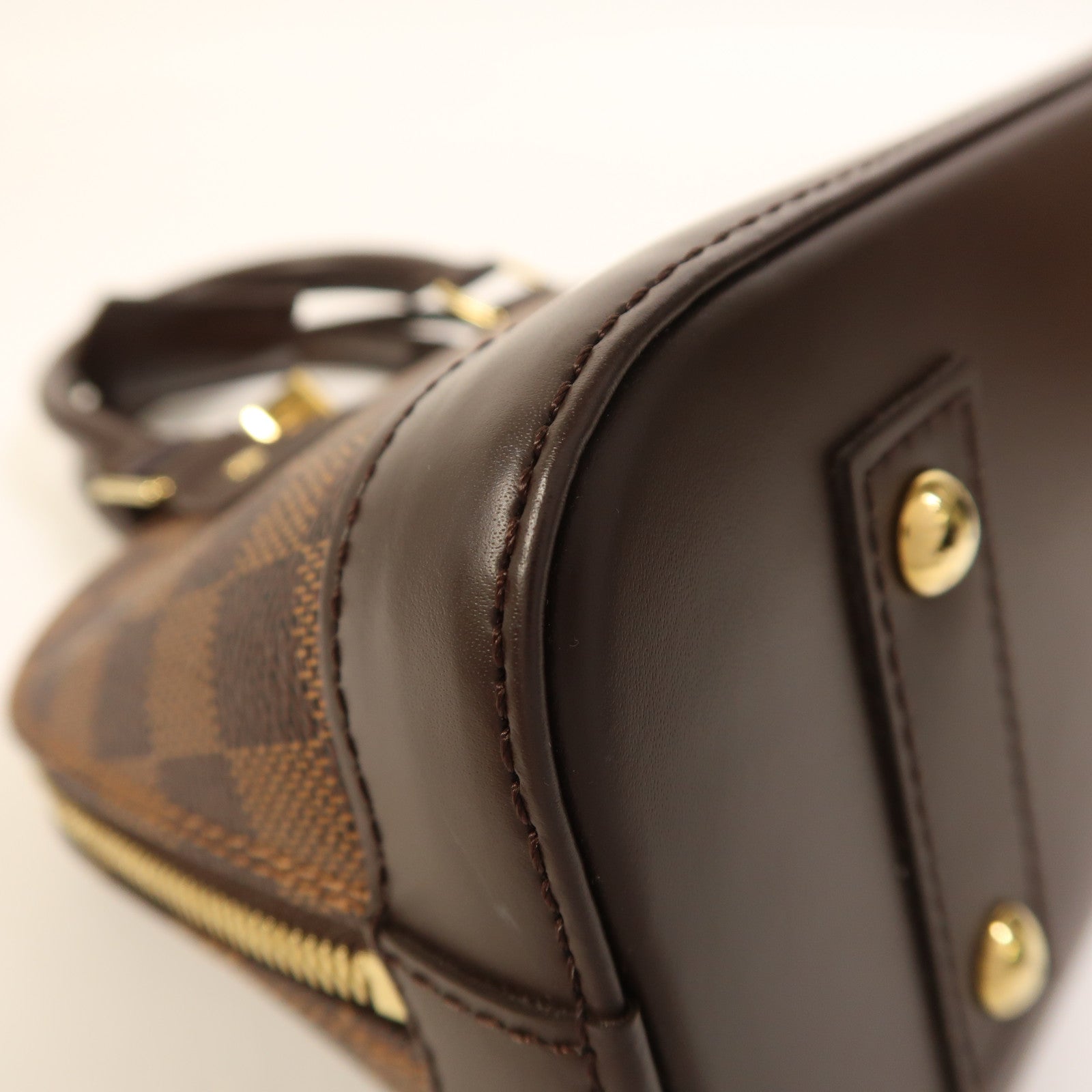 LOUIS VUITTON Damier Alma BB金扣手挽肩背兩用袋棕色