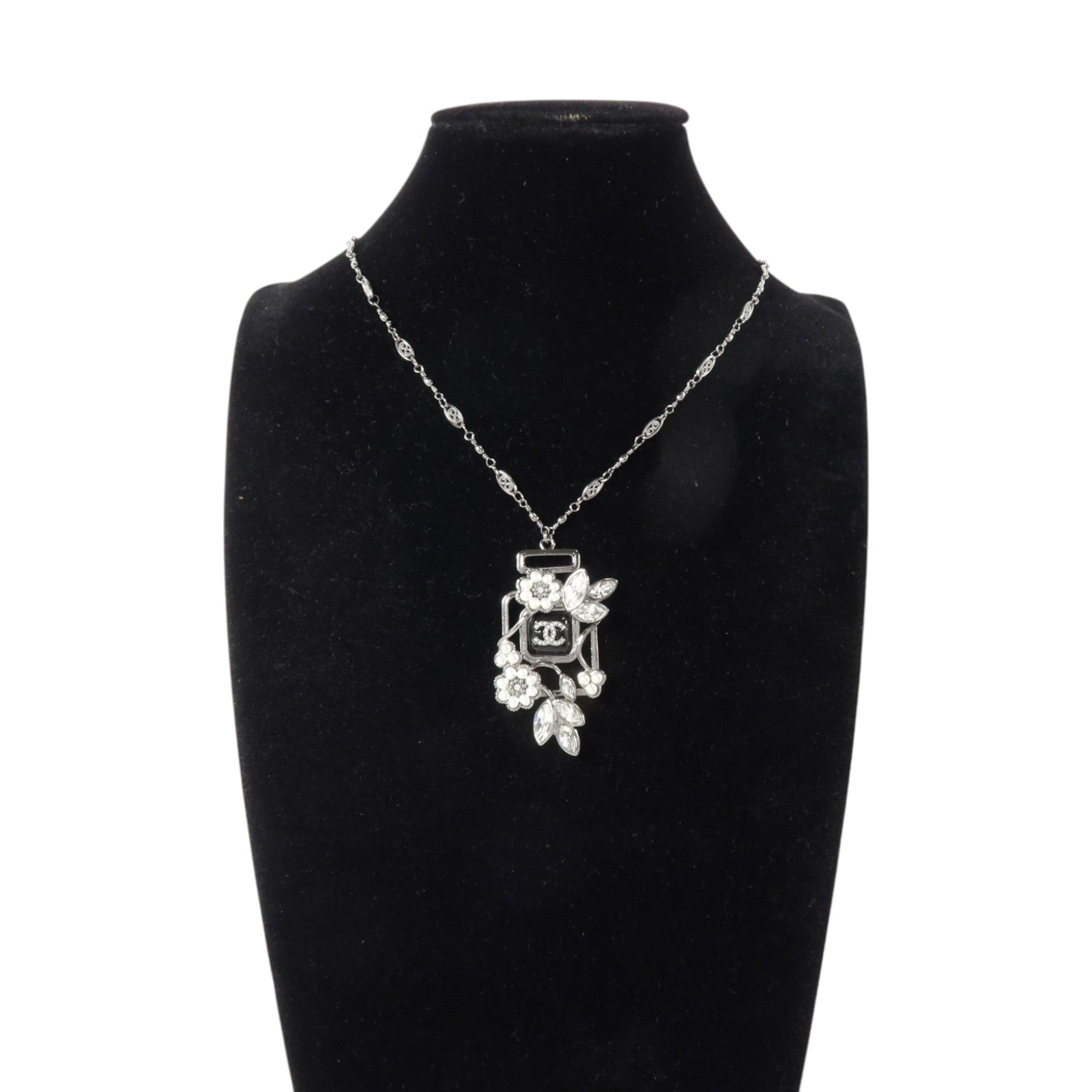 CHANEL 金屬/PVC No5 Perfume Bottle Necklace銀扣項鏈