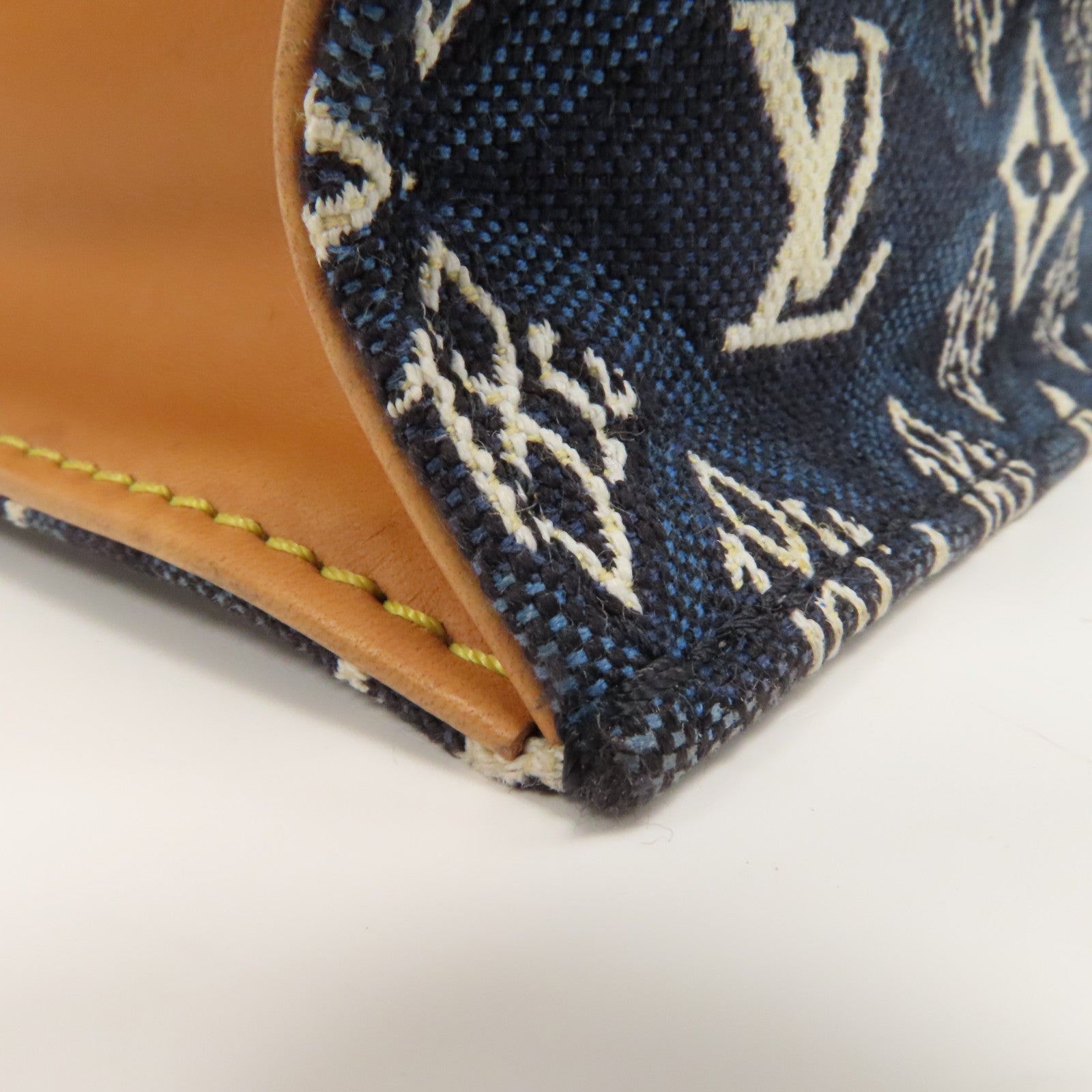 LOUIS VUITTON 【激減優惠】帆布/皮革Petit Sac Plat金扣手挽肩背兩用袋藍色