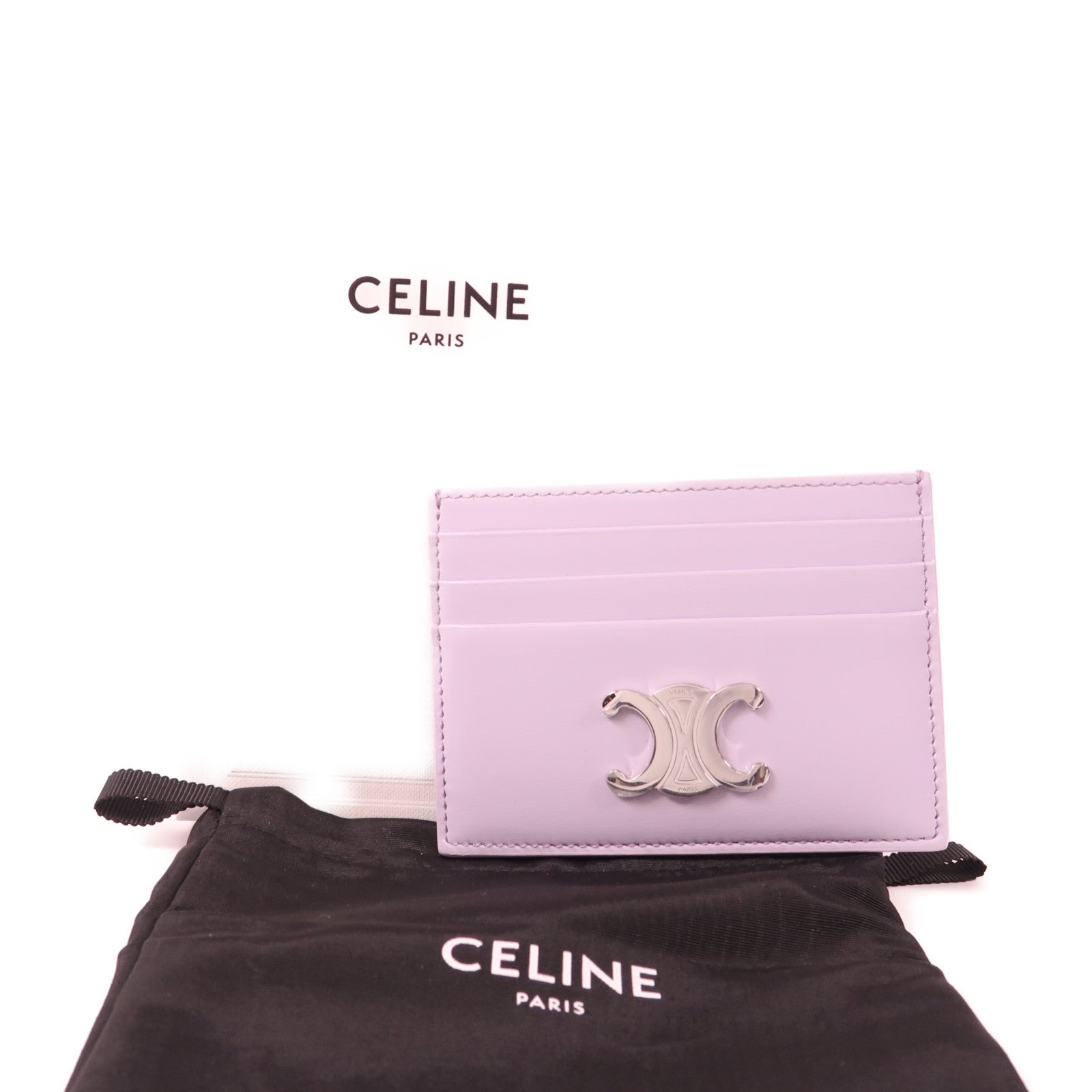 CELINE 牛皮皮革Triomphe Card Holder銀扣卡片套