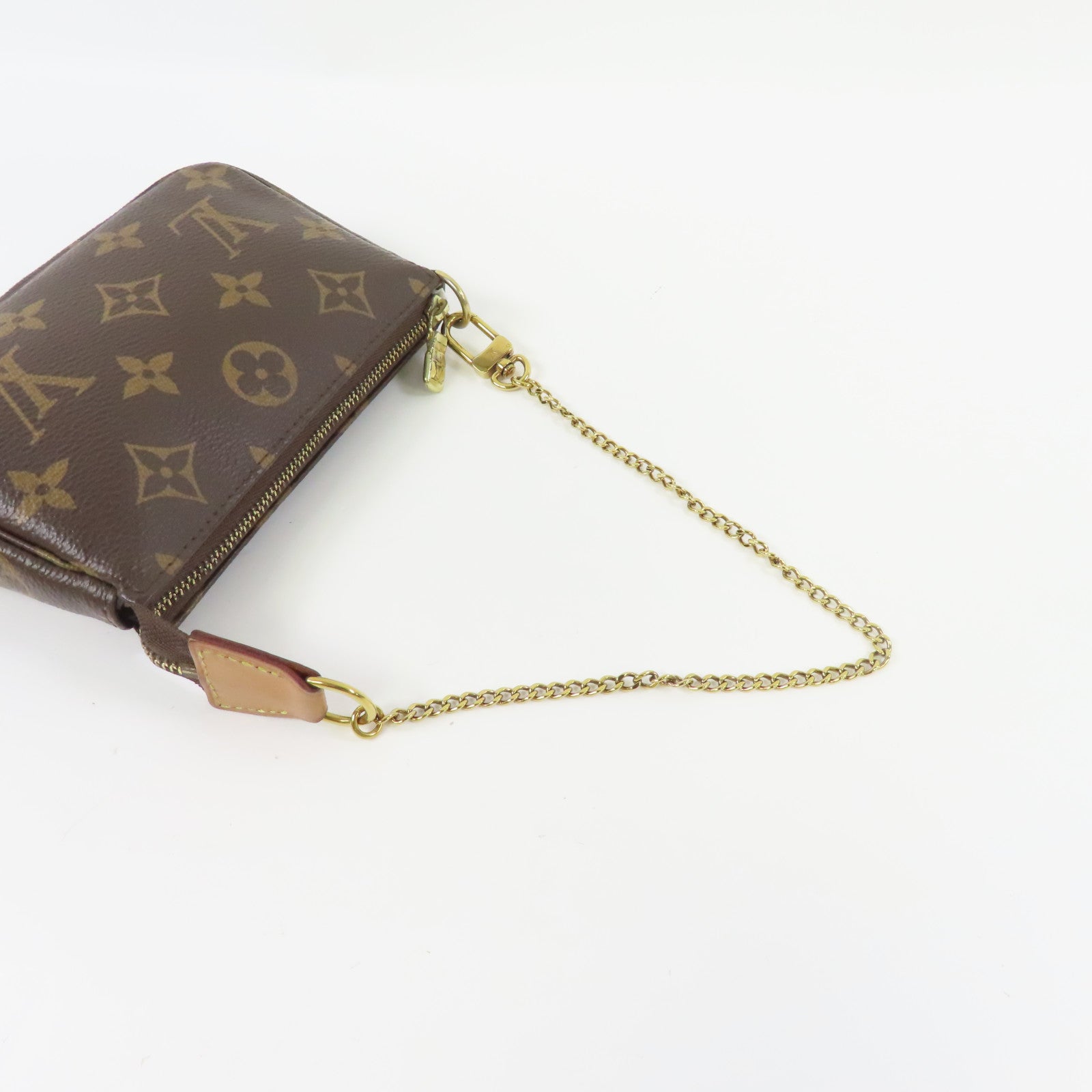 LOUIS VUITTON Monogram Mini Pochette Accessories金扣手拿包啡色