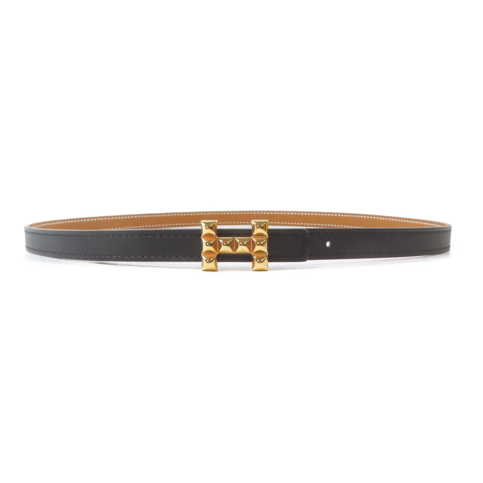 HERMES Epsom皮革Belt金扣皮帶黑色
