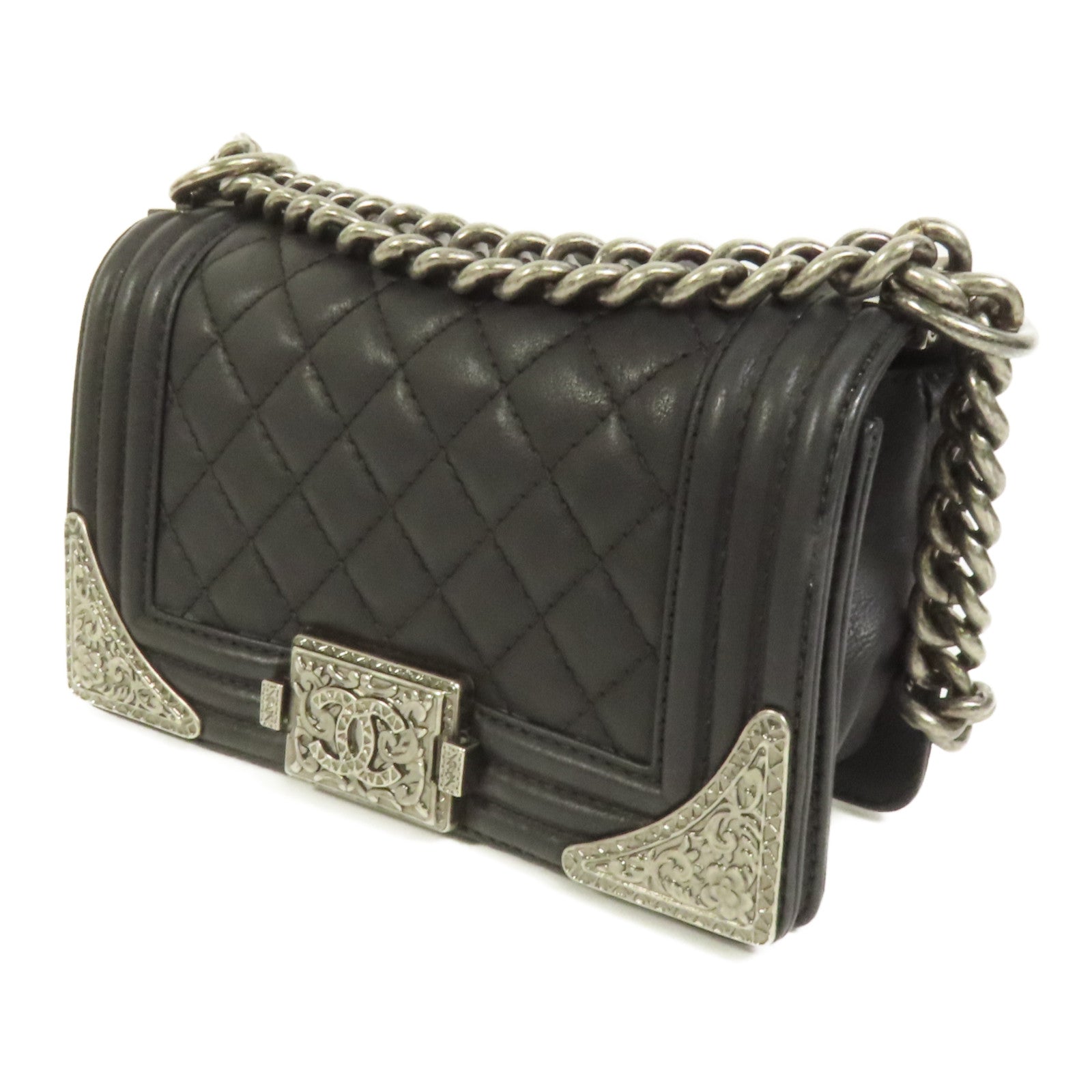 CHANEL 牛皮皮革Boy 20鏈帶肩背袋